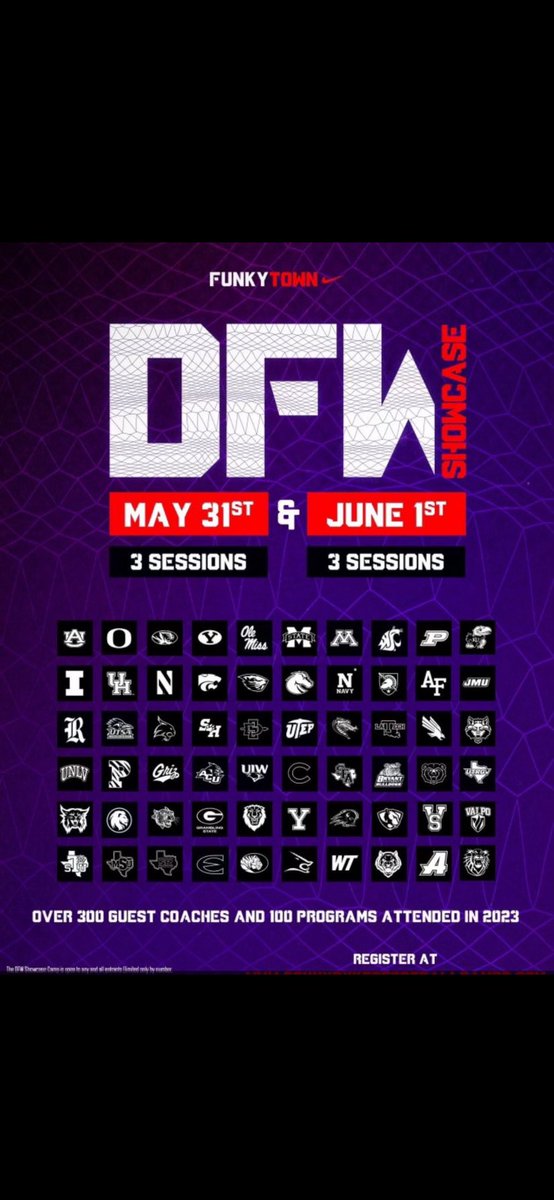 Blessed to be able to showcase my talents this weekend at <a href="/SMUFB/">SMU Football</a>  &amp; <a href="/TCUFootball/">TCU Football</a> showcases. LETS GOO!

May 31st-6pm
June 1st-2pm

<a href="/FlightSkillz/">Coach Flight</a>