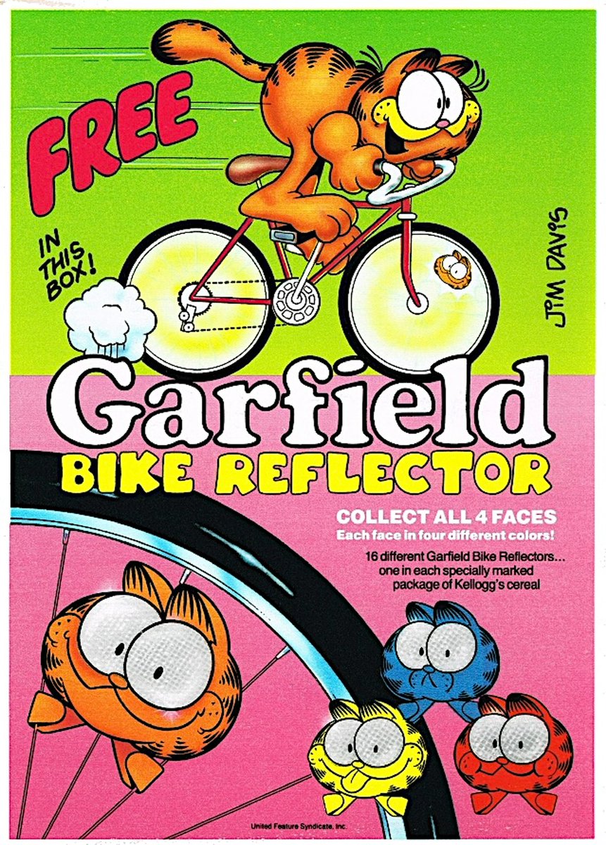 1987 Cereal Box Prize: — Garfield Bike Reflector