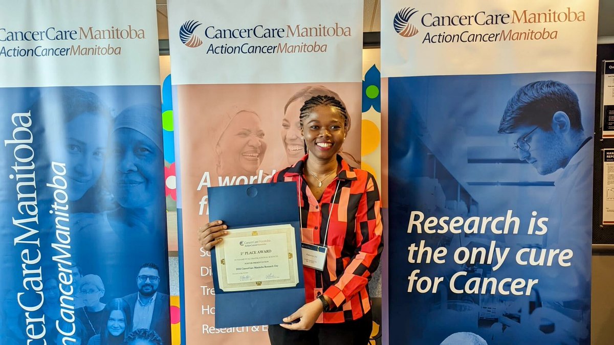 asaleem_'s tweet photo. Huge congratulations to @PachieObi (PhD[c] in #Saleemlab) for winning 2nd place in the @CCMB_Research Research Day Poster Award -Fundamental/Translational Research category. 🎉🎉

Patience showed some of her exciting data on chronic exercise derived #ExtracellularVesicles and #LLC cells. Thanks to @CCMB_Research and organizers for hosting, and many thanks to all the judges! #CancerResearch @CHRIManitoba @umkinrec