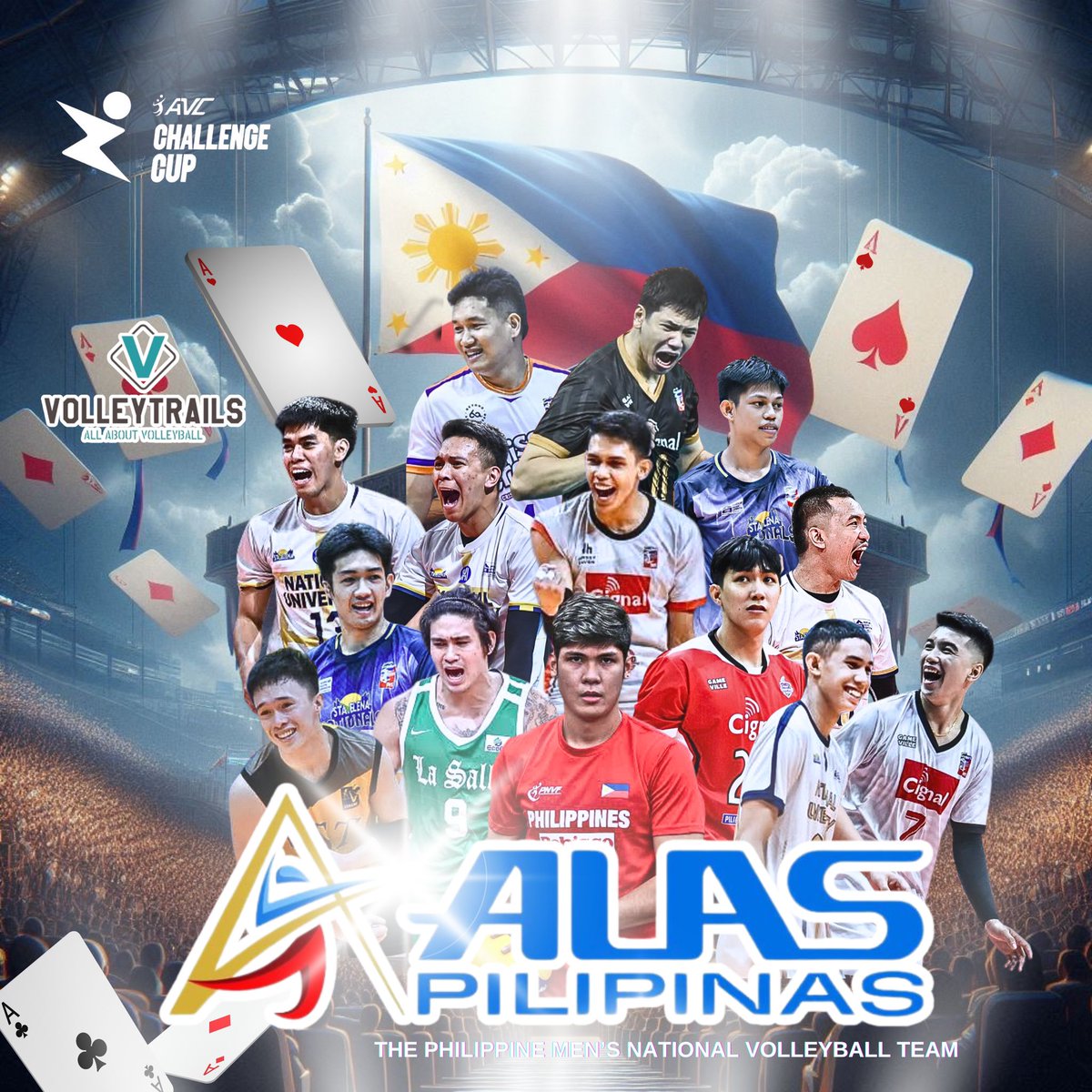 Let's rally behind the 🇵🇭 Philippine men's national volleyball team, Alas Pilipinas, as they head to 🇧🇭 Isa Town, Bahrain for the AVC Challenge Cup from June 2-9. Good luck, team! We're all cheering for you! 💪🏐 #GoAlasPilipinas #LabanAlasPilipinas #AVCChallengeCup