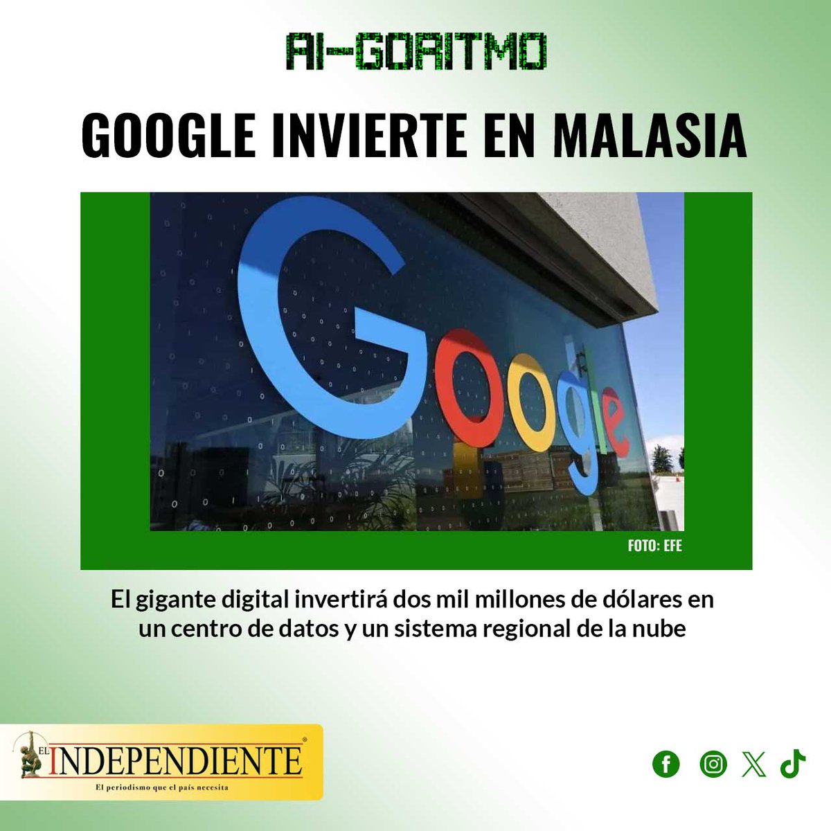 #AIgoritmo Google anuncia inversión de miles de millones de dólares en Malasia
Sigue la tecnología 💻 Link en bio