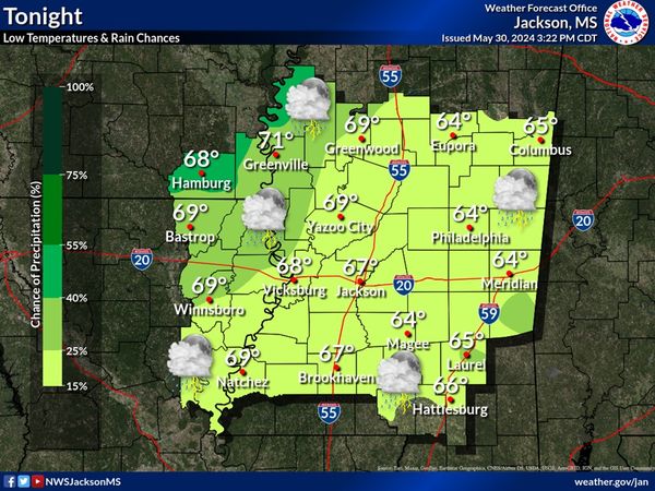 There is a slight risk for severe throughout the western portions of the region tomorrow, with a marginal risk throughout the rest of the area. Tonight we will see scattered showers throughout the area with isolated thunderstorms to the northwest.