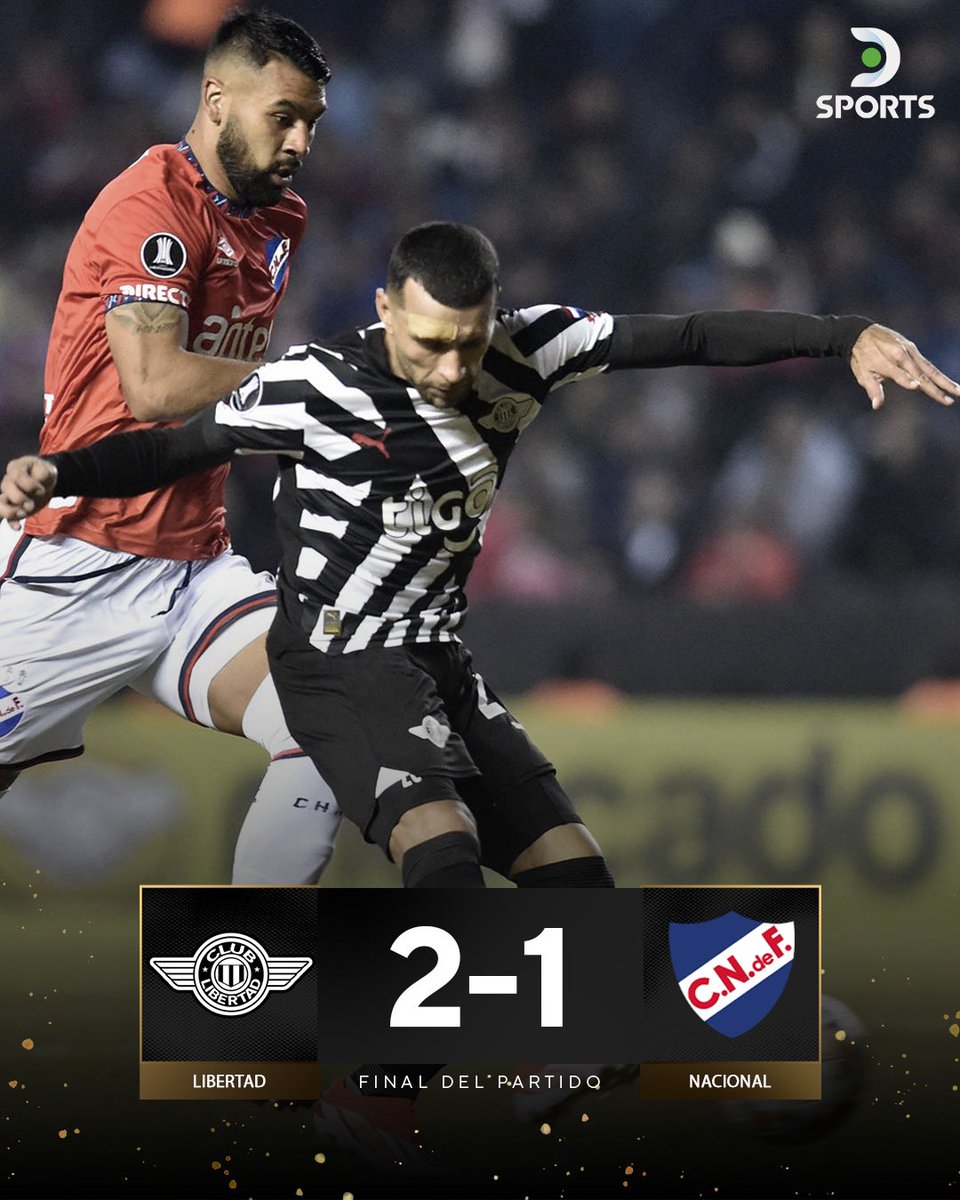 ⚽️🔚 ¡LIBERTAD VENCIÓ A NACIONAL! 

▶️ En Asunción, el Gumarelo derrotó 2-1 al Bolso por el grupo H de la CONMEBOL #Libertadores. 

🇵🇾 Ó. Cardozo 29’ y A. Silva 41’. 
🇺🇾 F. Romero 13’. 

#EnLaPielDeNacional

📸 CONMEBOL Libertadores
