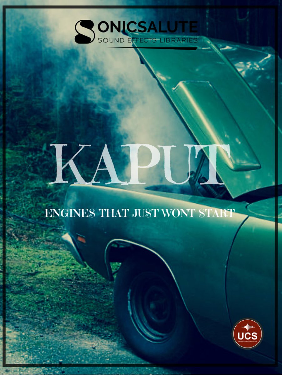 Finally! After several recording sessions and lots of detective work, Im proud to release my latest sfx library. 
KAPUT Engines that just wont start, is on sale for the weekend for $60. 
81 tracks of malfunctioning engine failure sounds. sonicsalute.com/product/kaput/