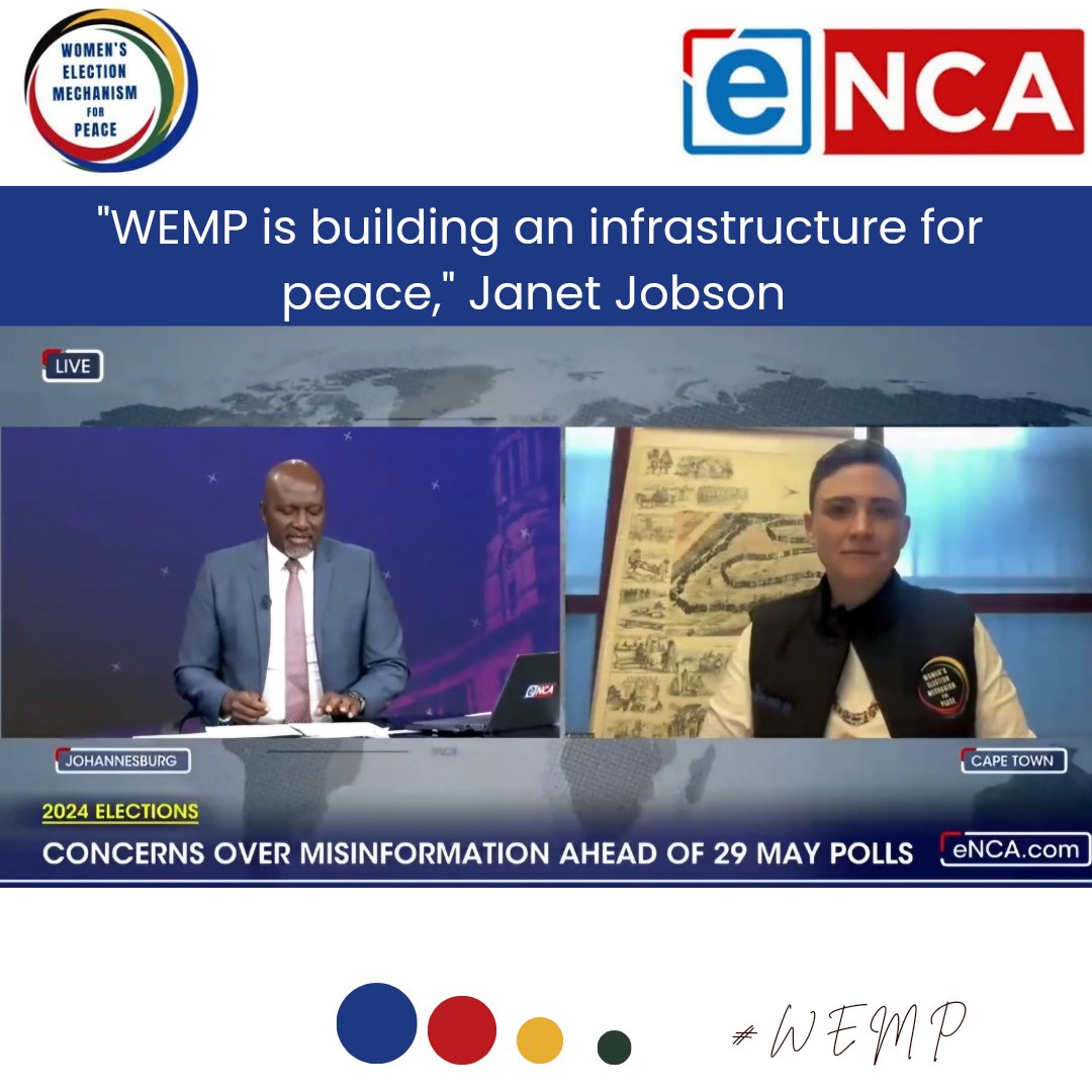 _IJR_'s tweet photo. In the wake of the miscommunication leading up to #SAElections2024 the Women's Election Mechanism issued a statement criticizing the undermining of the credibility of the IEC. Watch @janet_jobson #WEMP's Special Envoy, in her interview with @eNCA ⤵️
https://t.co/b5Z3qOhKIy https://t.co/NcLaR7ynGE