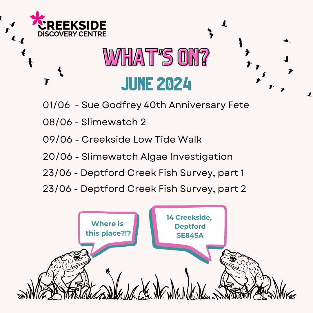 June Events at Creekside Discovery Centre 🌿

creeksidecentre.org.uk/events/

#CreeksideDiscovery #CommunityEvents #deptfordcreek