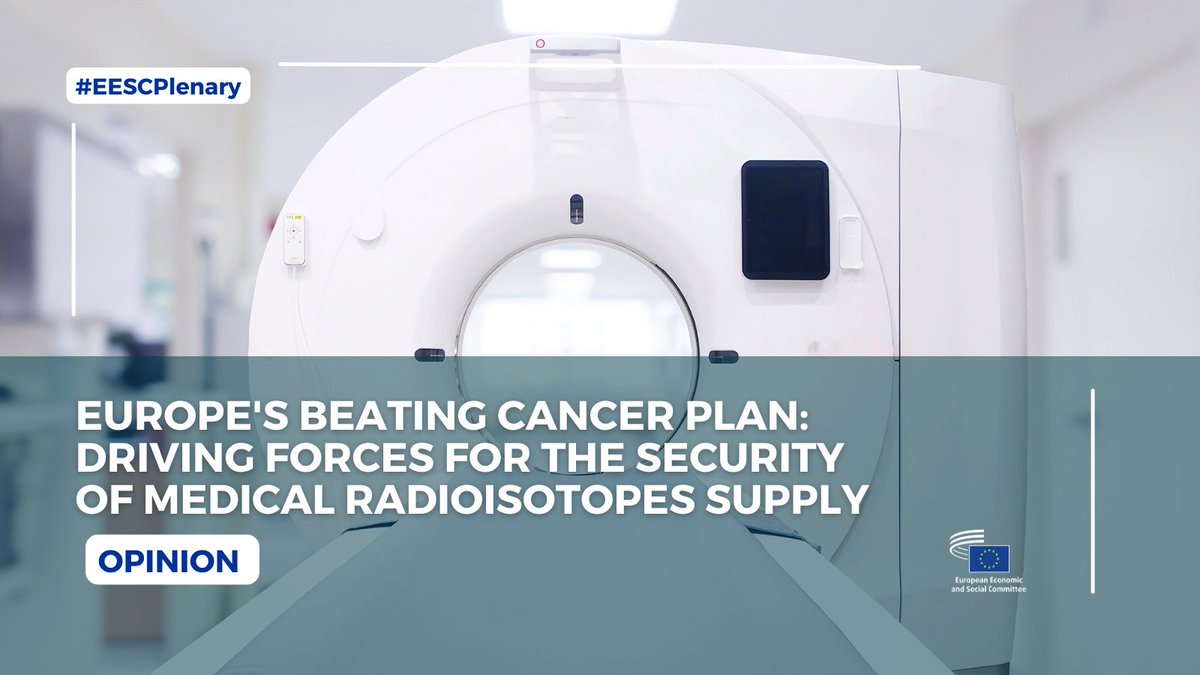EU_EESC's tweet image. Medical #Radiological and #NuclearTechnologies are crucial for millions of patients in the 🇪🇺 EU who rely on #RadionuclideTherapy, often without alternatives.

We call to include innovative nuclear medicine in the #EUCancerPlan.

Our adopted opinion ▶️ europa.eu/!CyHNVr