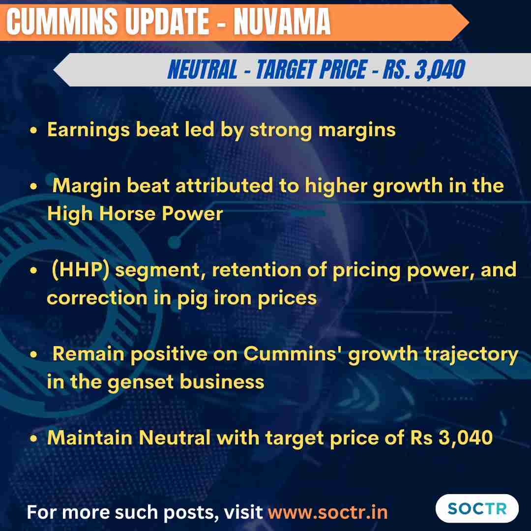 #Cummins Performance Update! For more such #MarketUpdates visit my.soctr.in/x & 'follow' @MySoctr #Nifty #nifty50 #investing #BreakoutStocks #Breakout #Nse #nseindia #Stockideas #stocks #StocksToWatch #StocksToBuy #StocksToTrade #StockMarket #trading #Nse #Nseindia