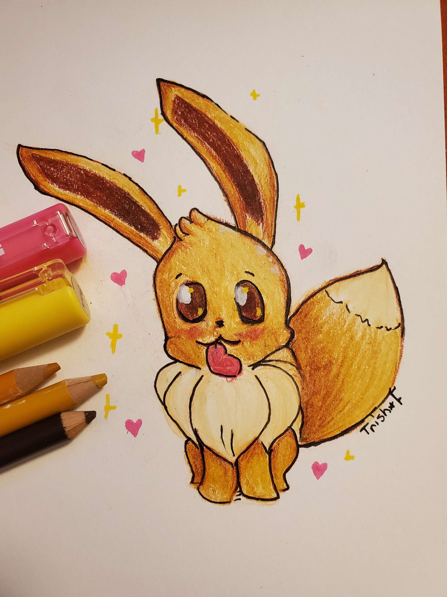 TrishFaillace's tweet photo. First $5 commission. Eevee! #MentalHealth #pokemon #CommissionedArt https://t.co/I9dcvZJEHp