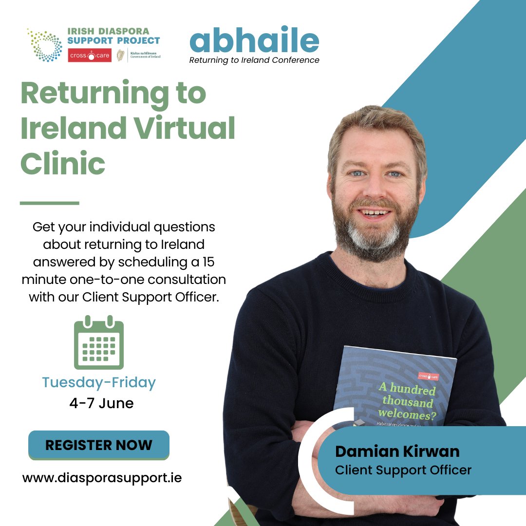 Planning to move back to Ireland? Recently returned? Don't miss this 3-day virtual conference by @irishdiasporaSP. With panel discussions, virtual clinics and more, this event is not to be missed! Please see here for more details and to register 👉bit.ly/3wMIOYt #Abhaile