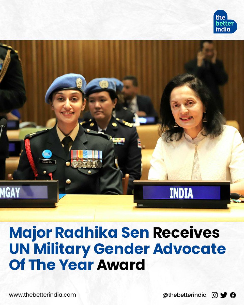 Major Radhika Sen — an Indian woman peacekeeper with the UN mission in Congo — was honoured on Thursday with the prestigious Military Gender Advocate of the Year Award for 2023.