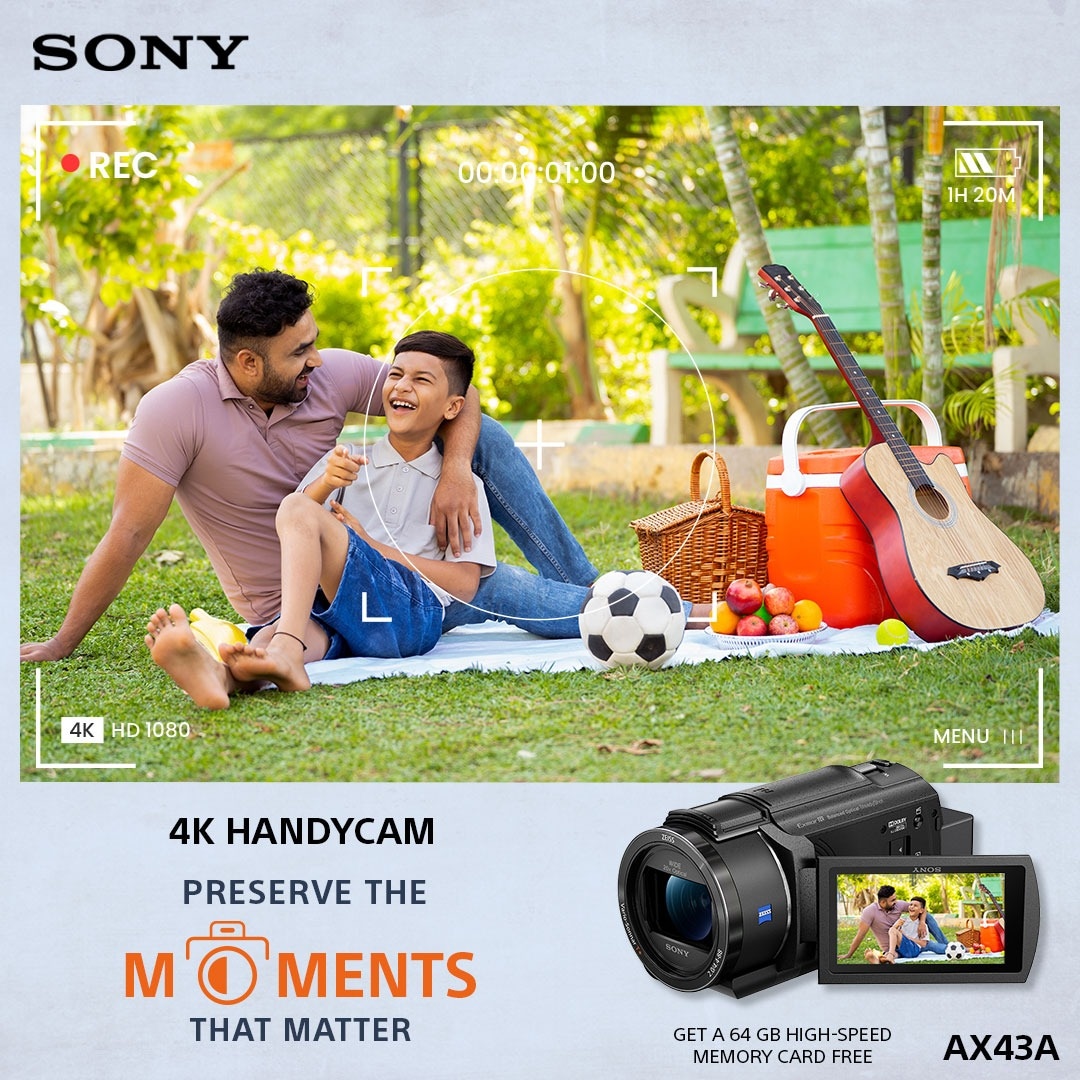 With its compact and lightweight design, the Sony AX43A 4K Handycam is easy to carry with you everywhere.
The handycam's simple controls make recording 4K videos extremely effortless.

Shop now & receive a complimentary 64 GB memory card: shorturl.at/JVQxf

 #CreateWithSony