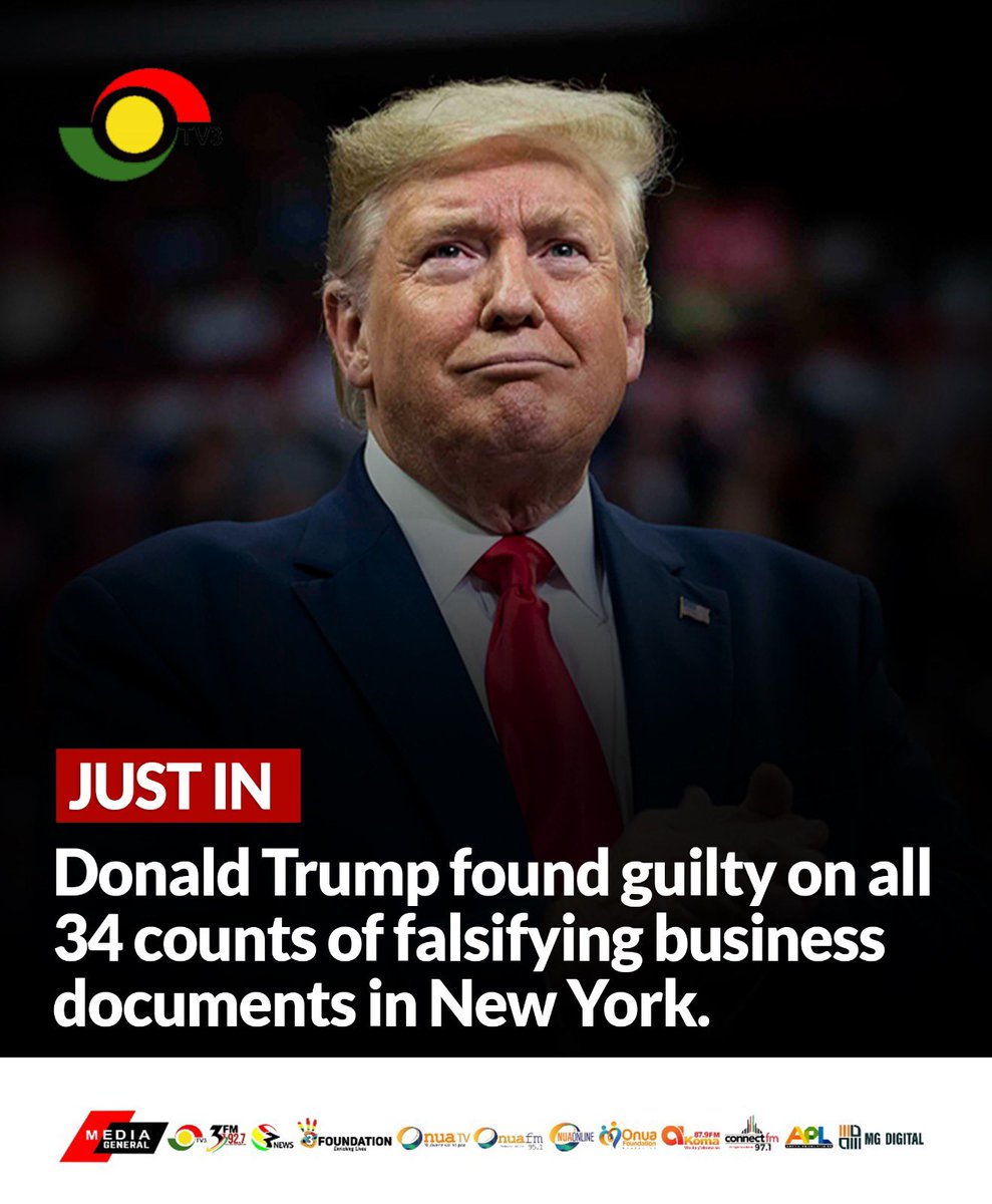 Former US President Donald Trump has been found guilty of falsifying business documents in New York.

#OnuaNews