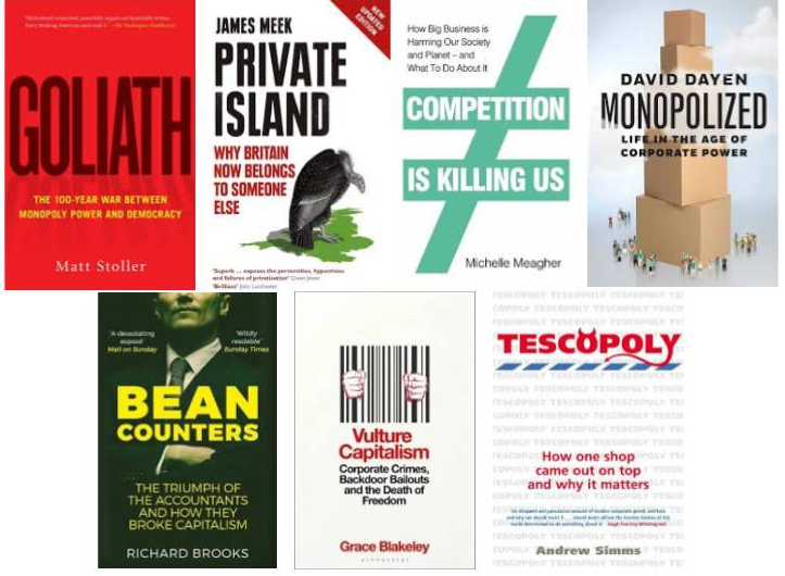 Our podcasts always come with plenty of book recommendations and when it comes to books about monopolies there is plenty of competition. Check out these from @matthewstoller, @MichMeagher, @_jamesmeek, @ddayen, @rbrooks45, @AndrewSimms_uk & @graceblakeley.