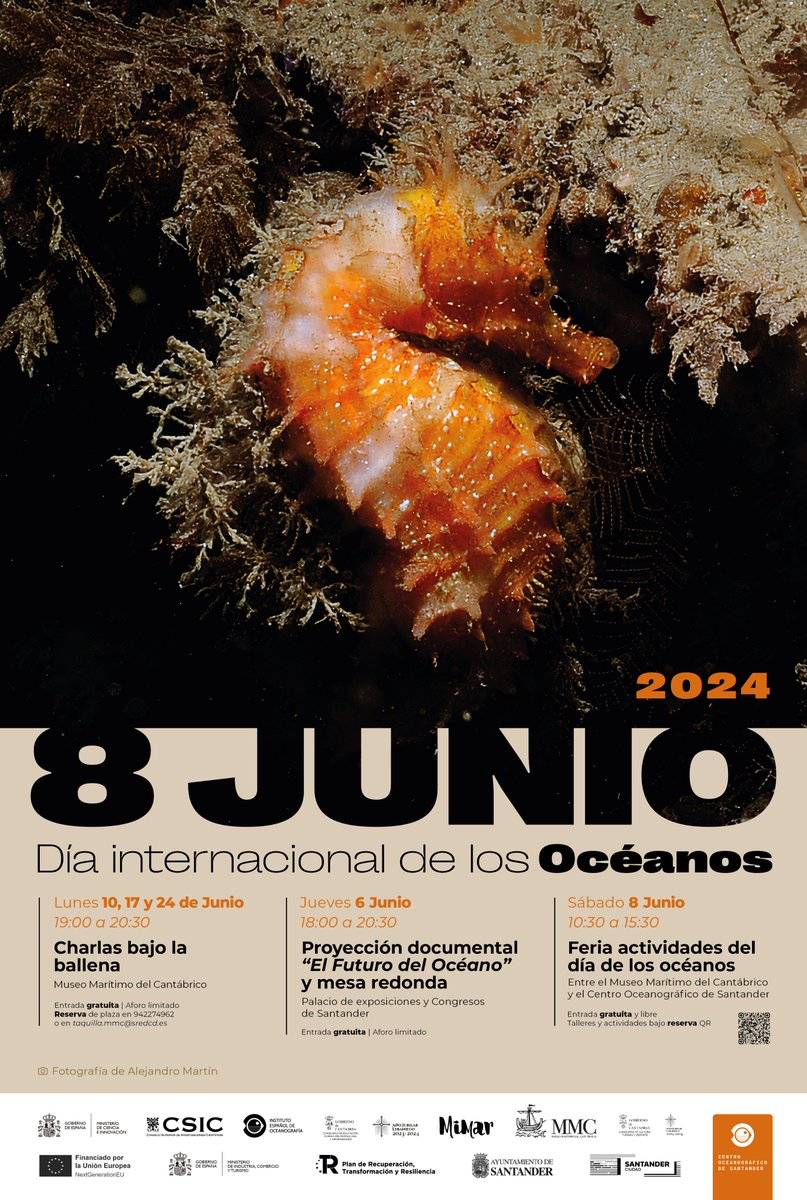 Plan Sostenibilidad Turística
#Santander se vuelca con el #DíadelosOcéanos y organiza un amplio programa de actividades en colaboración con <a href="/IEOoceanografia/">Instituto Español de Oceanografía (IEO-CSIC)</a> y #MMC de <a href="/MuseosCant/">Museos de Cantabria</a>
Participas?
Info 👉acortar.link/QzCbfh
#PSTDSantander #NextGenerationEU #PRTR
#cleanbays2024