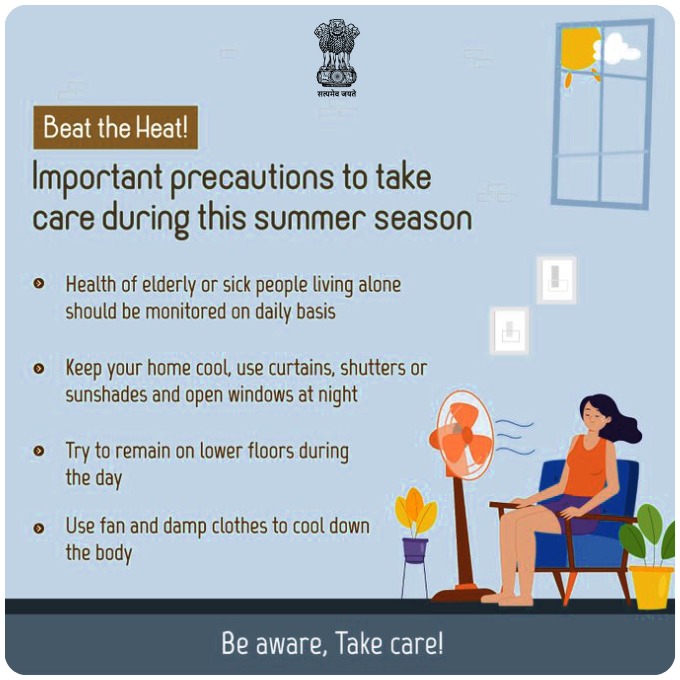 #BeatTheHeat this summer by taking some simple precautions!🔆 ⏩Keep your home cool, use curtains, shutters or sunshades and open windows at night ⏩ Use fan and damp clothes to cool down the body