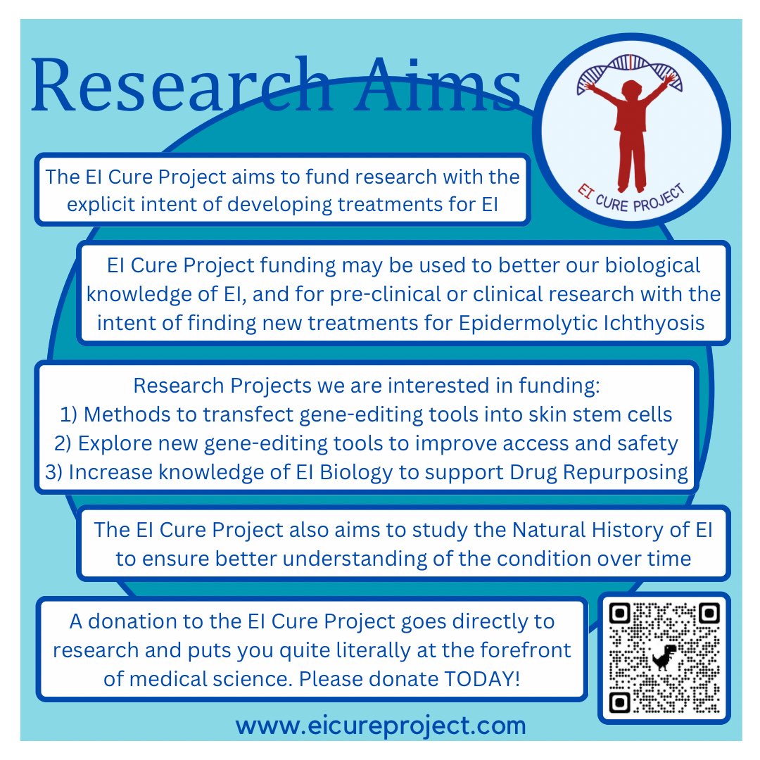 EI_cure_project's tweet image. In the 4th and final part of our #IAM2024 series about our RESEARCH TARGETS @eicureproject, we would like to summarise our aims for everyone.

To learn more, please visit our website:
eicureproject.com/research-areas…

Thank you 🥰

#findacure #CRISPRTechnology #DrugRepurposing #hopeforei