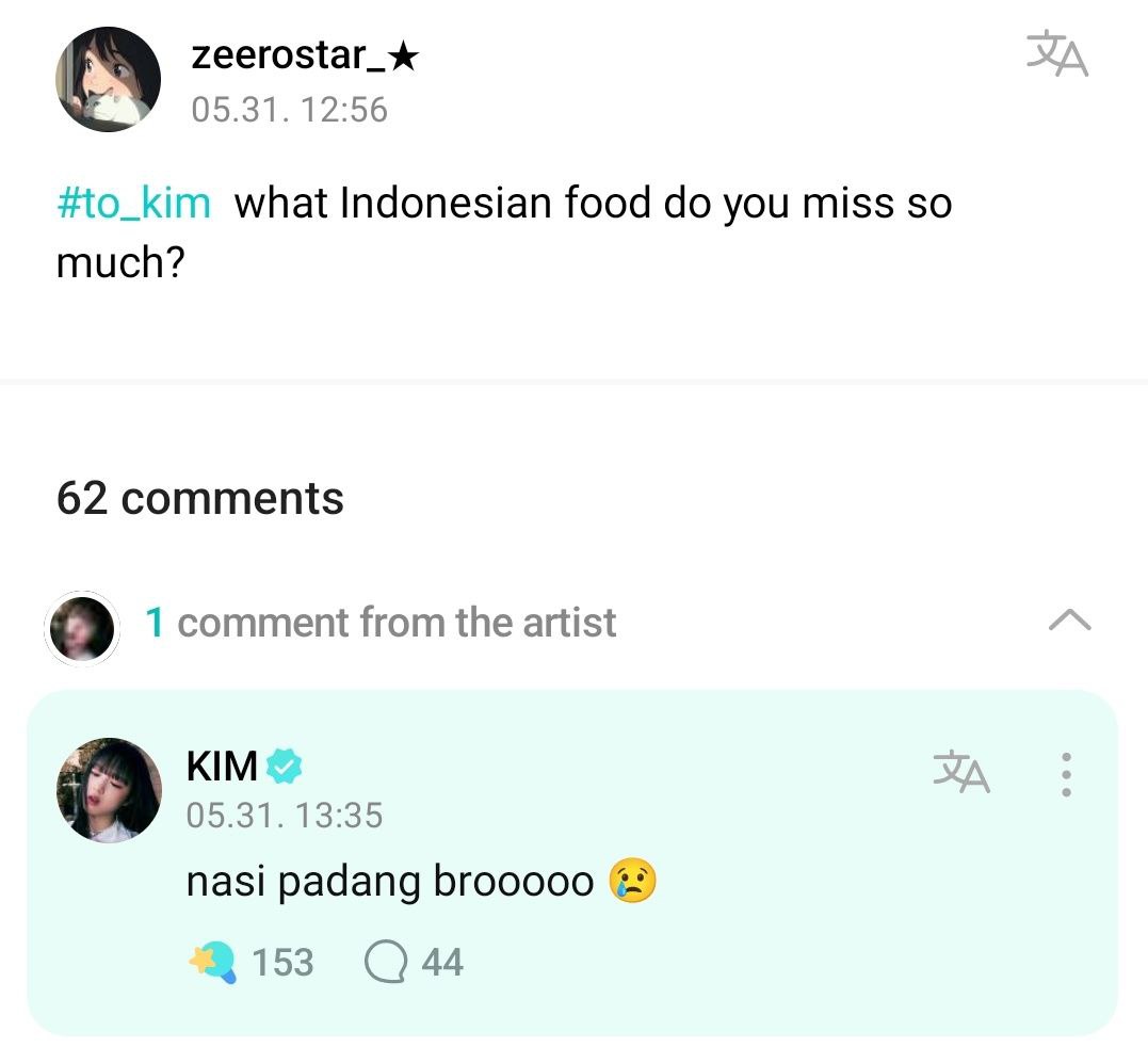 -star Kim kangen nasi padang, terus kek akrab bgt ke fansnya manggil bro 😭