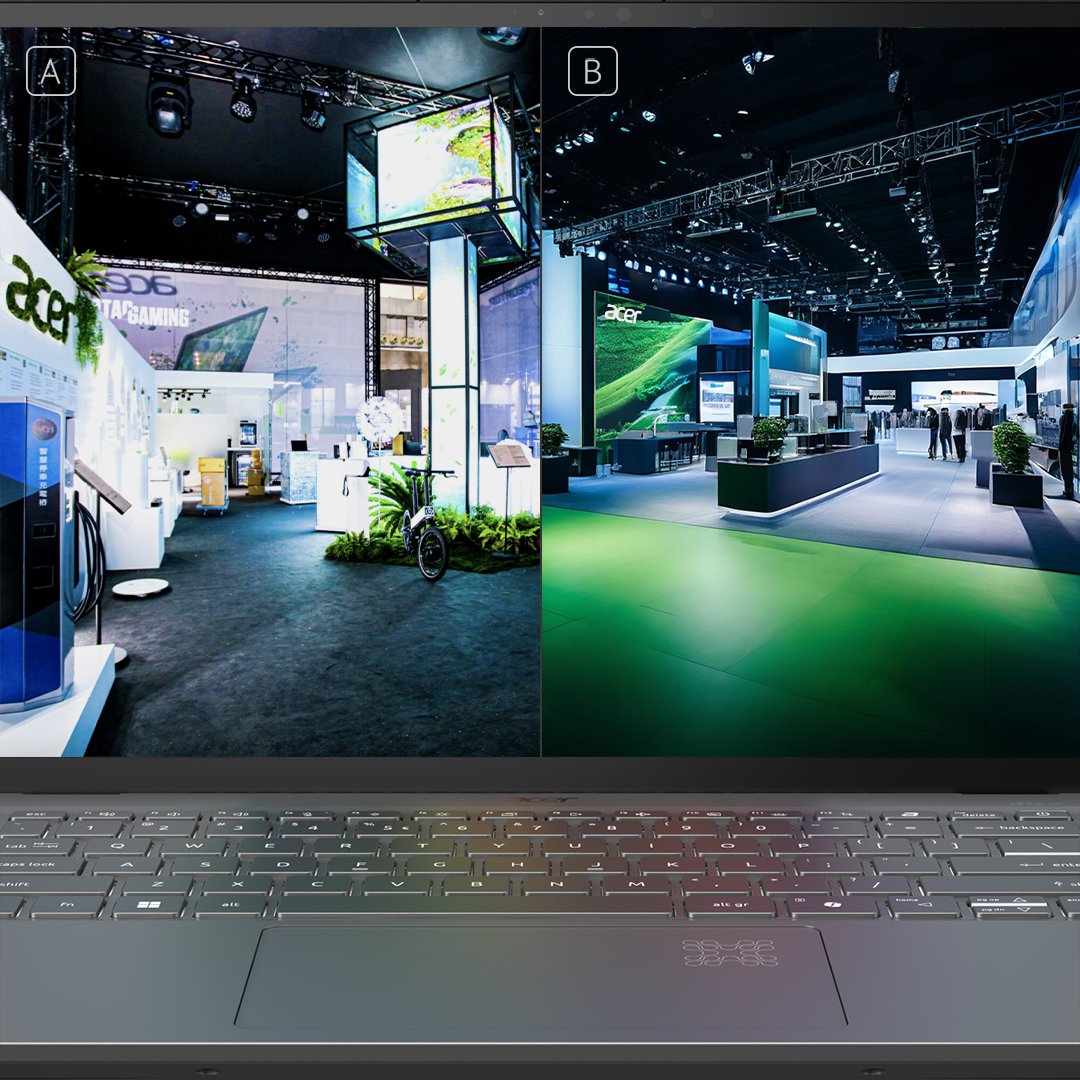 Acer's tweet image. Look at these #AcerComputex Booths- which is human-made &amp;amp; which is generated with AI?
Join the Human VS AI Reality Challenge &amp;amp; stand a chance to win:

3 X Acer Halo Swing Smart Speaker
Keep your profile public and comment your answers with #BreakingAIBarriers &amp;amp; #RealityChallenge!