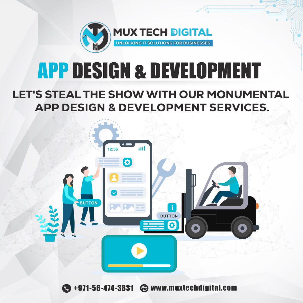 muxtechdigital's tweet photo. We ensure to create a platform to foster your brand growth by developing an app and learning best design practices with app upgradation, custom app development, Flutter development, Java development, React Native development, and UI/UX design. 
Website: https://t.co/hWxLdGCTJ5 https://t.co/kZ1ZAxwRMc