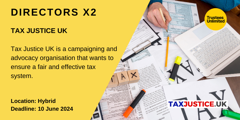 **NEW BOARD DIRECTOR ROLES** #TaxJusticeUK Deadline: 10 June More info: ow.ly/jkjk50RA5rW #Leadership #Governance #CharityTrustee #TrusteeRole #Trustee #GoodGovernance #Charity #CharityRole #CharityJob #BoardMember #TrusteeOpportunity #Director