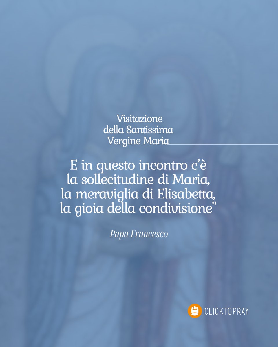 ✨Oggi è la festa della Visitazione della Santissima Vergine Maria, che va a casa di sua cugina Elisabetta che la riceve con gioia.

Offri la tua giornata con la preghiera del mattino su #ClickToPray: clicktopray.org