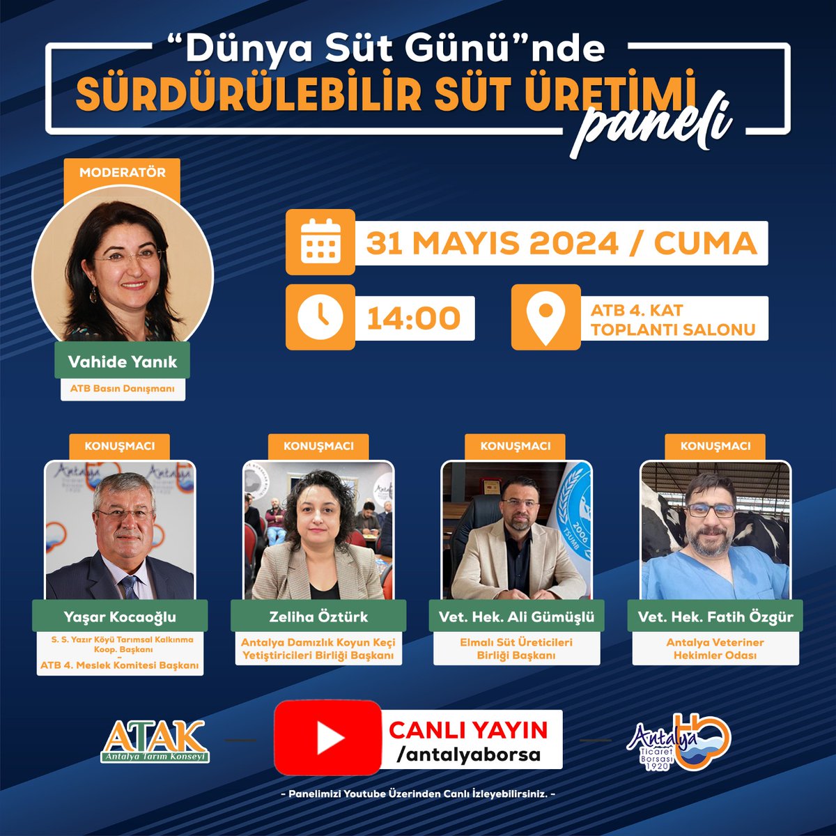 VahideYank's tweet photo. Bugün ⏰14.00'te Antalya Ticaret Borsası Toplantı Salonu'nda sütü konuşacağız. 🥛

Moderatörlüğünü yapacağım Sürdürülebilir Süt Panelimize davetlisiniz. 

https://t.co/eS1Lq8Qld8

#DünyaSütGünü 🥛 https://t.co/8yGAqSAdX6