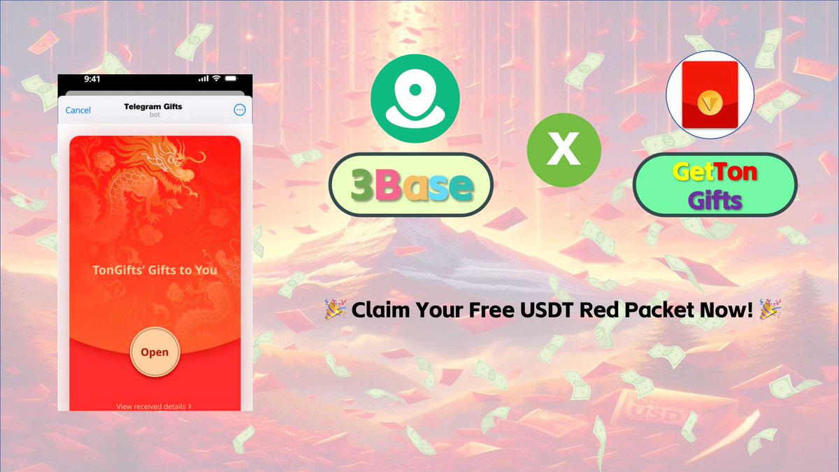 🎉GetTonGifts now LIVE on 3Base @3base_io 🎉 Claim Your Free USDT Red Packet Now! 🎉 🎁Share GetTonGifts Now and grab 100 $BP! #3base #Web3 #Airdrops #GetTonGifts 👇👇👇👇👇👇 3base.io/app/gettongift…