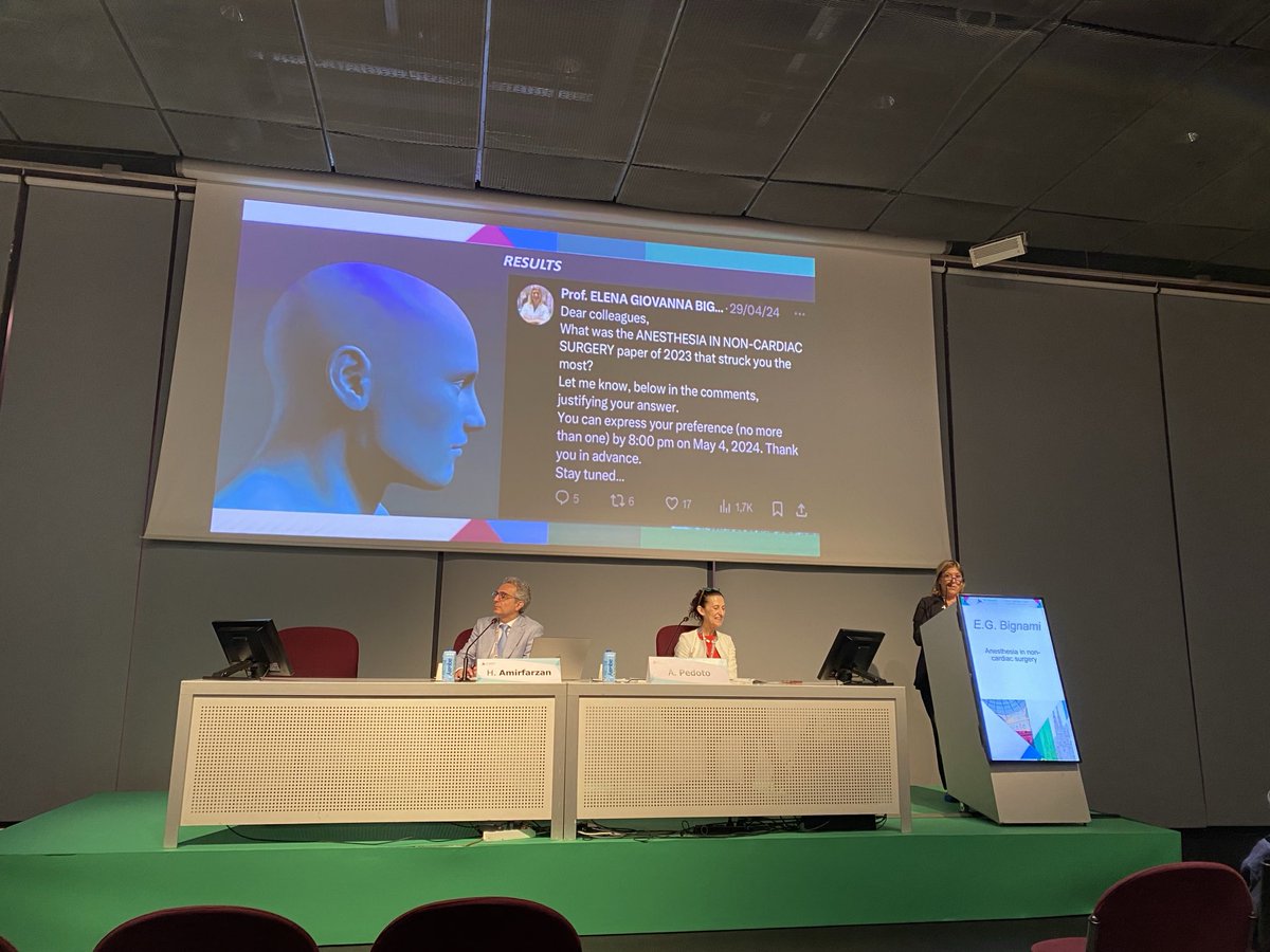 KatiaDonadello's tweet photo. Top 3 papers on Anesthesia in Non-Cardiac Surgery.
@ElenaG_Bignami, @Siaarti_online #ElectedPresident, used social media platforms to collect collegues’ point of view.
@Smart_Meeting_M https://t.co/Xno1YZfgYR
