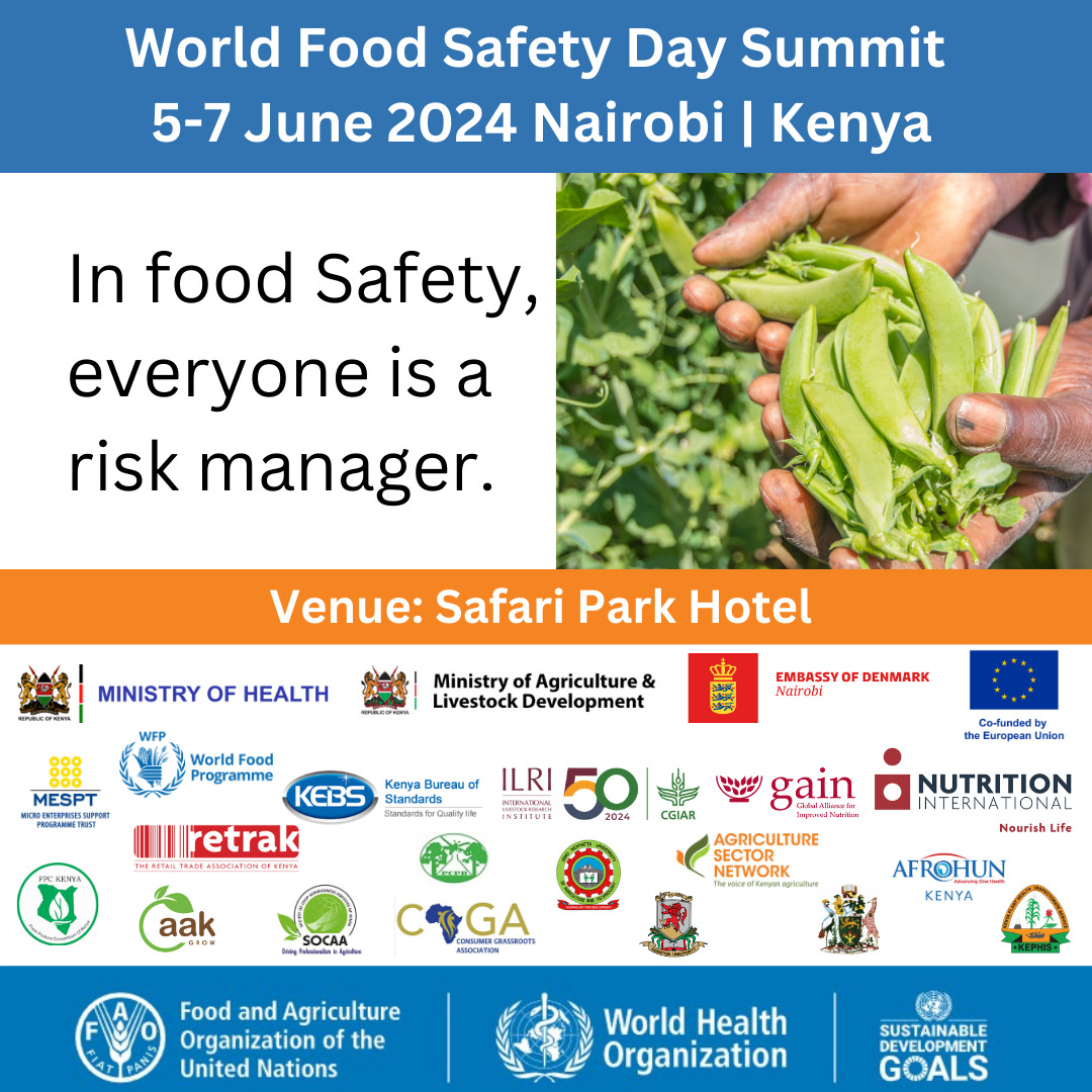 Let's work together to keep our food safe! #WorldFoodSafetyDay @denmarkinkenya @MOH_Kenya @socaakenya @MESPT_ke @GAINAlliance_KE @KEBS_ke @WFP_Kenya @ILRI @NutritionIntl #retrak