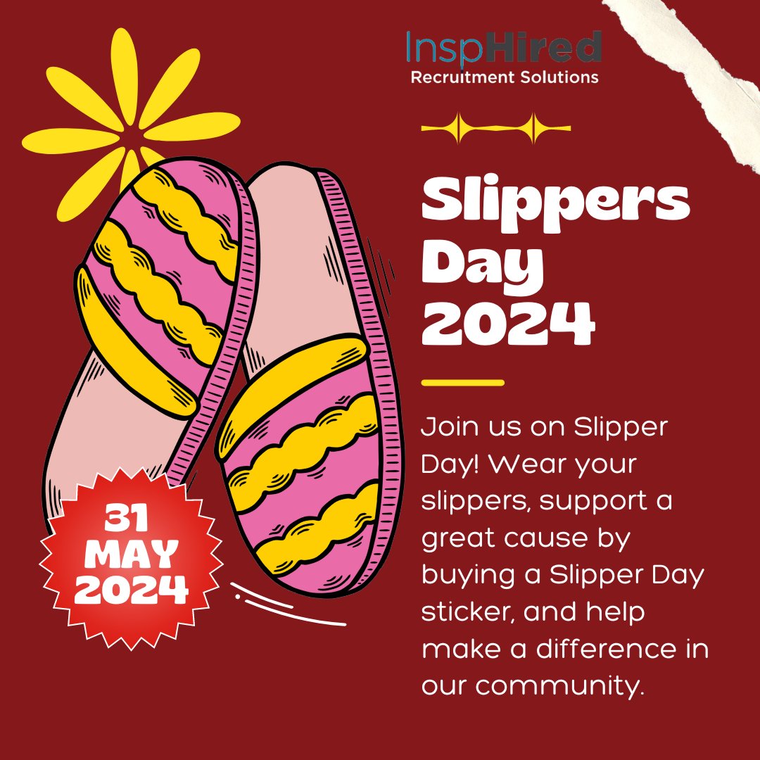 Step into comfort and support a great cause! Slipper Day is here! 🌟👣

Join us as we kick off our shoes for a day of cozy camaraderie and fundraising. Let's make every step count towards brighter futures. 

#CozyCause #SlipperDay2024 #InspHired #Recruitment