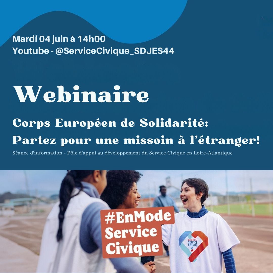 [MOBILITÉ] 🌍 Webinaire : le Corps Européen de Solidarité (CES) – Partez en volontariat à l’étranger !

Ce webinaire présentera le dispositif européen et détaillera les démarches à effectuer pour partir à l'étranger.

Lien vers le webinaire 👉 youtube.com/live/nurl8OGFQ…
