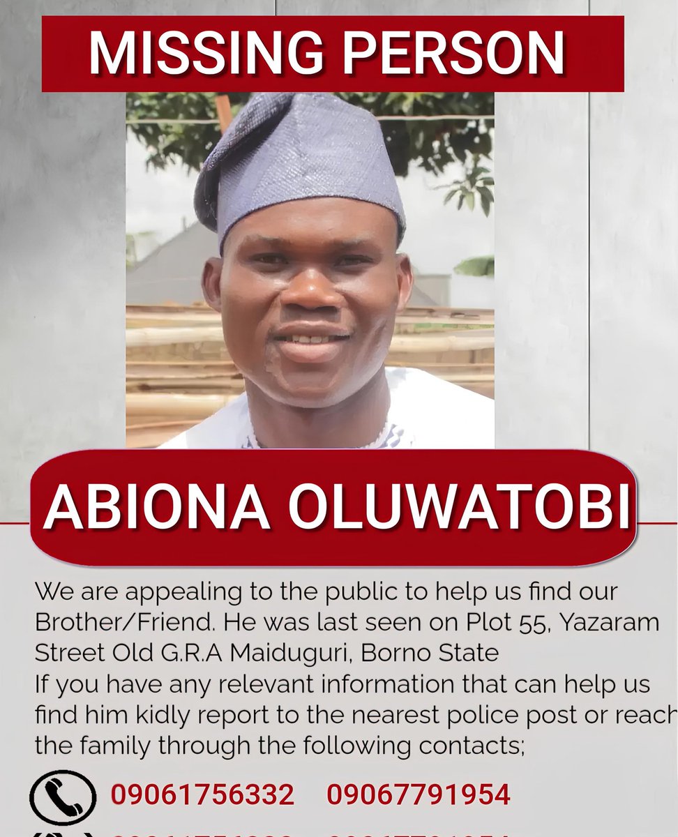 Tweeseyi's tweet photo. 6th of next month will make it exactly 7 months I received a distressed call from one Mr Tunmise Olabiyi the CEO/MD of @tmgreenintl located in Lagos, that my elder brother Abiona Oluwatobi who is the Operation Manager of his company got missing in line of duty in Maiduguri, Borno https://t.co/nGCovg0xeN