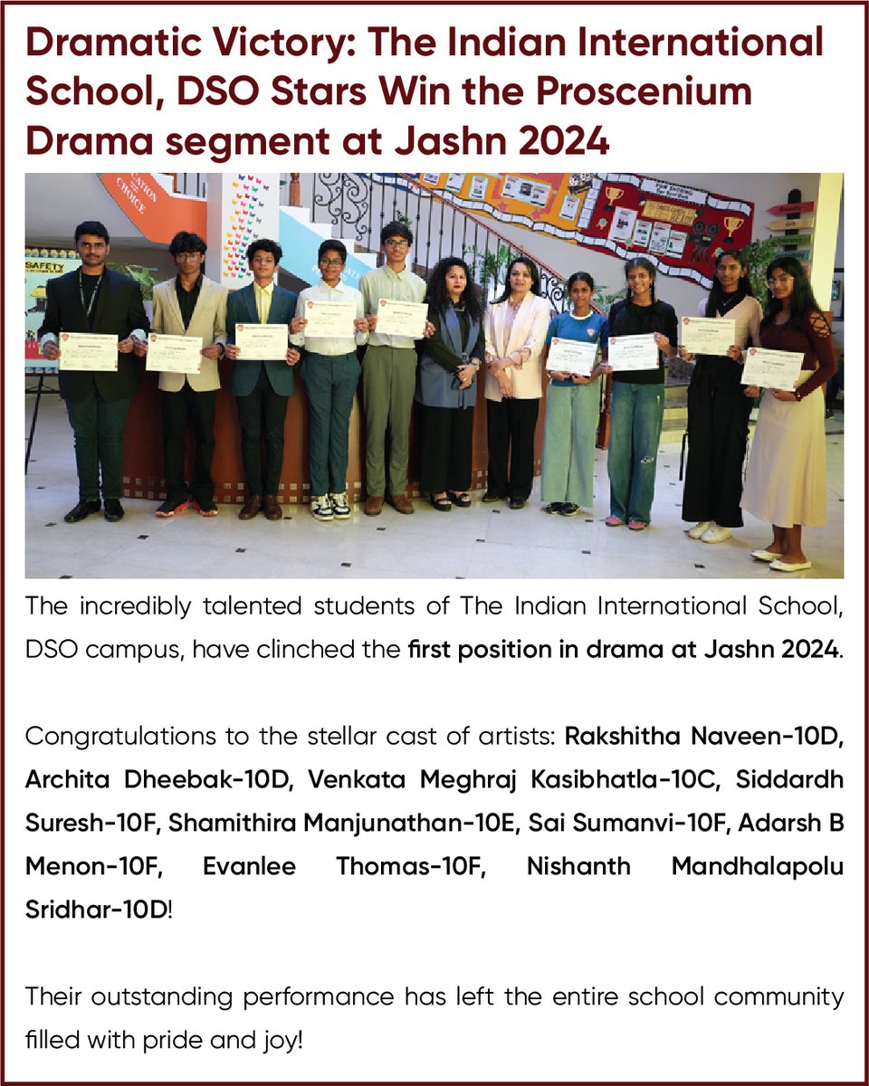 Dramatic Victory: The Indian International School, DSO Stars Win the Proscenium Drama segment at Jashn 2024. #drama #competition #jashn2024 @KHDA @cbseindia29 @TeachersOfDubai