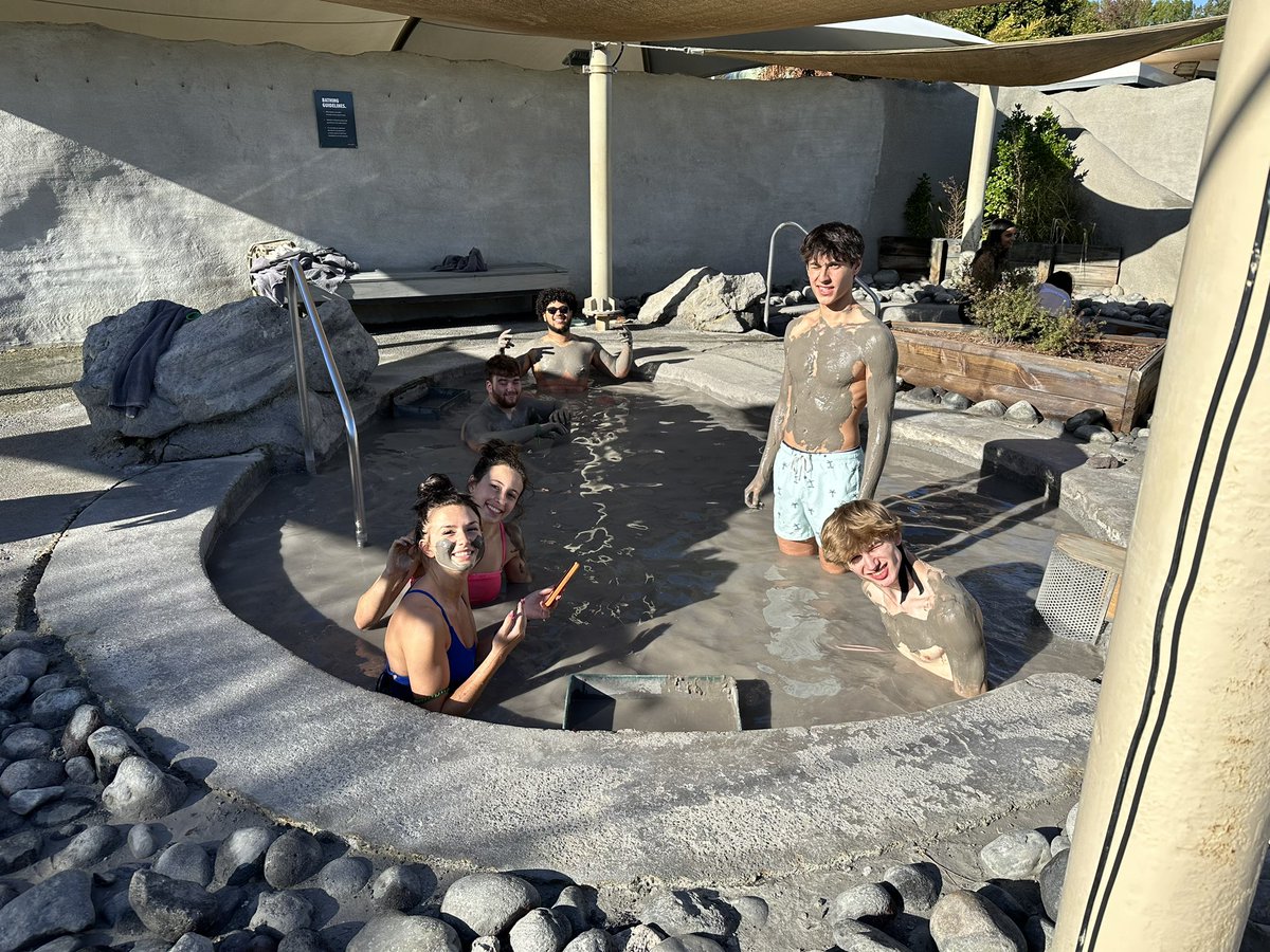 Hell’s Gate Spa is where some of us headed today.  The geothermal mud  pool + sulfur pools melted all travel stress away. 🌞 Some of us did a cold plunge challenge for 2 min!!