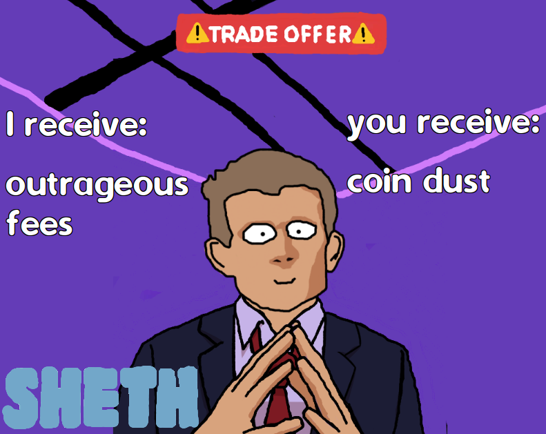 #Ethereum / $ETH trade offer 👇

Better bridge to Shithereum / $SHETH

CA: 82dszNu92oNsdJaxZrQtDEf9UYHyGnfgECgvch4Cy9Fu