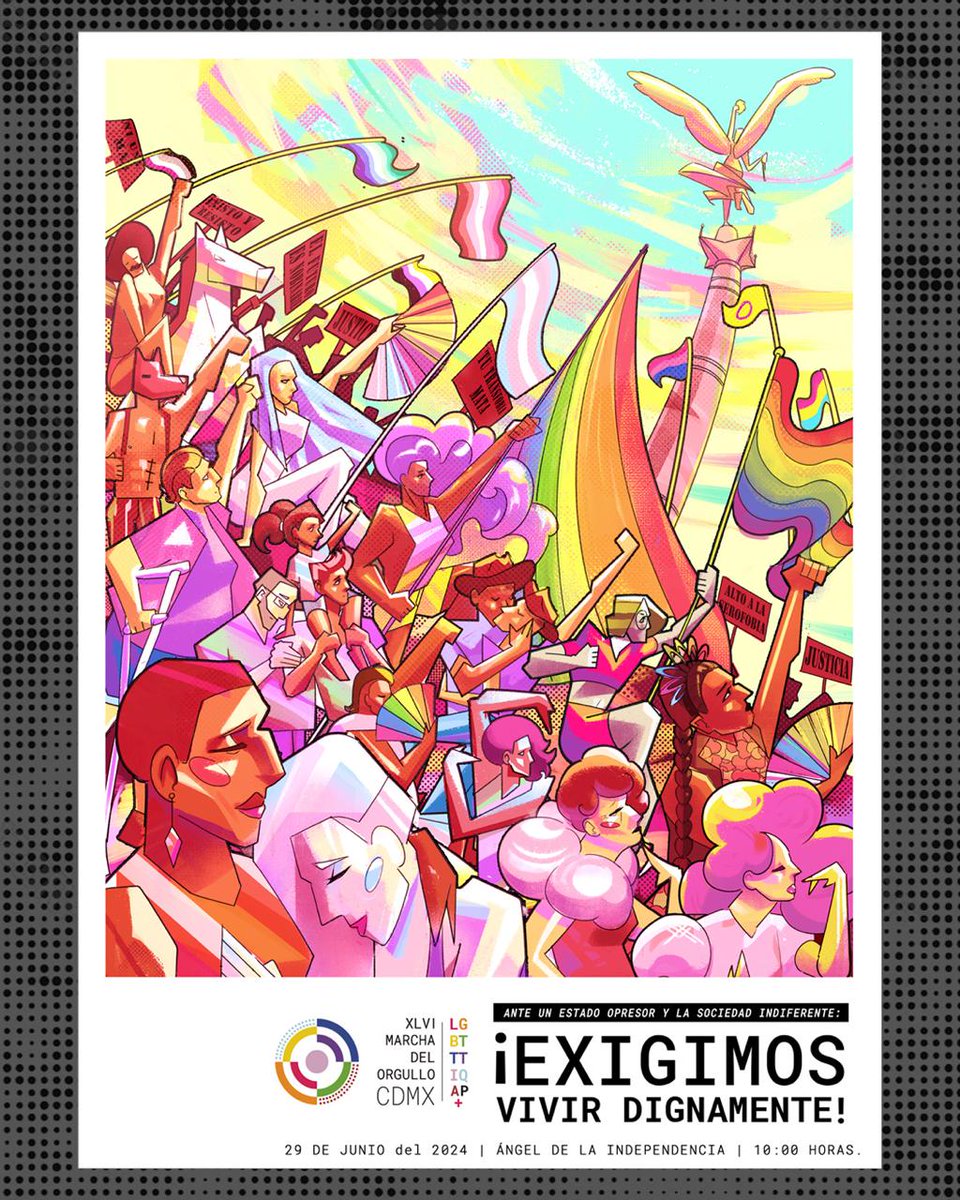 ¡Presentamos el cartel ganador de la edición 2024! ¡Muchísimas felicidades Juan Andrés Pérez Rodríguez! 🏳️‍⚧️✨🏳️‍🌈✨ 

#NuestrasVidasImportan #TuOmisionEsViolencia  #ElOrgulloPermanece