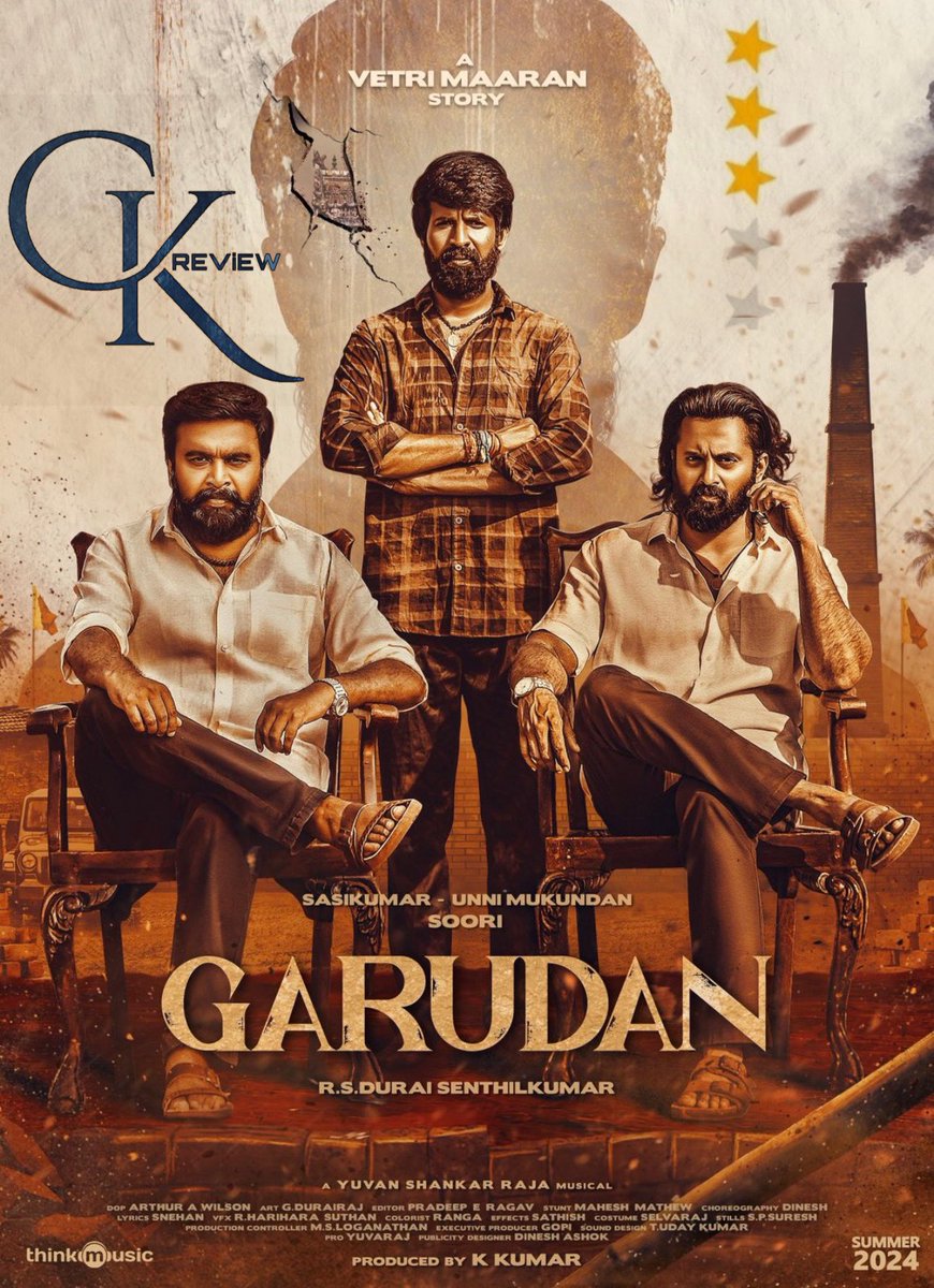 #Garudan (Tamil|2024) - THEATRE. Soori & Sasi Superb. Unni’s Transformation could hv been stronger. Shivada gud. Visuals & BGM Pakka. Oldage Story & Predictable flow; But Well Written Screenplay & Direction by Senthilkumar. A Violent, Intense & Engaging Rural Action Drama. GOOD!