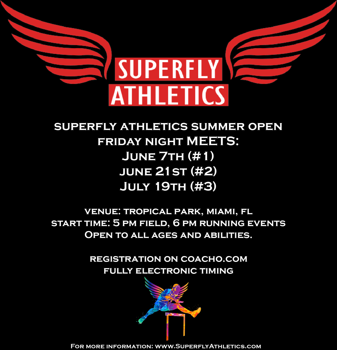 Join us for Summer Series meets starting next Friday June 7th at Tropical Park! 

All our meets have Fully Electronic Timing and are on Friday evenings at Tropical Park 💨👟

---
#track #miamitrack #running #usatf #aau #miami #sprints #run #miamirunning