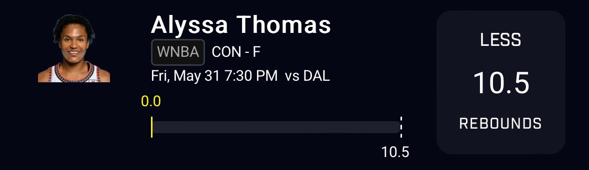 LETS START FRIDAY EARLY! 📃 Menu Item #1: Thomas Tumble 📉 (WNBA) Alyssa Thomas UNDER 10.5 REB ‼️ 15 Likes for MLB POTD ‼️ 🧑‍🍳 -> @NextLevelBets_ 📍 @PrizePicks @UnderdogFantasy 🤝 The data on this dish as of late is too good to pass up on! Definitely snag this dish off