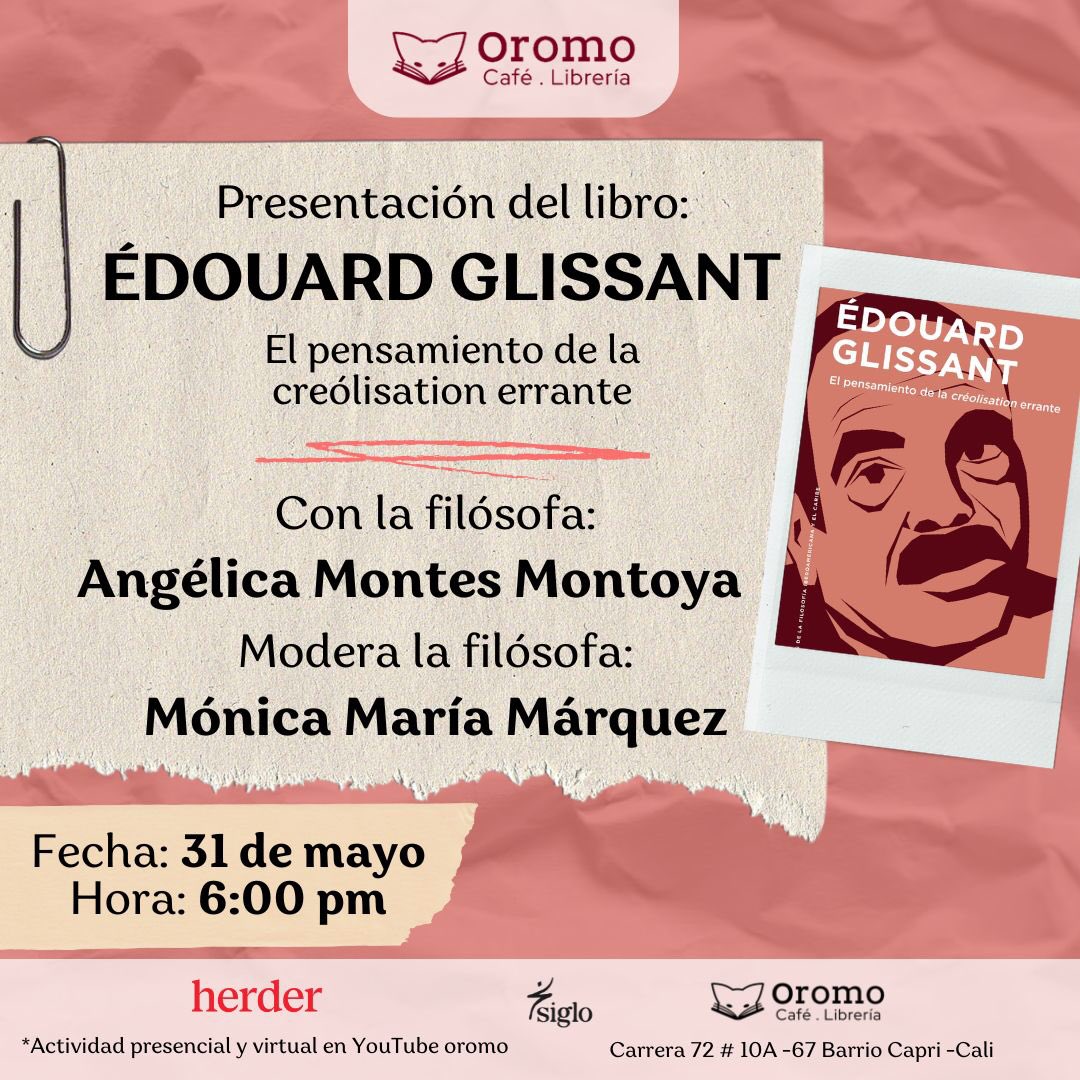 Mañana estaremos en #Cali este viernes presentando mi último 📕Conversaremos con Monica María Márquez acerca de créolisation, hospitalidad epistemica, de identidades errantes e identidades cerradas. Si estás por el barrio date la rodadita:
👉Cra 72 #10A-67 Barrio Capri - Cali