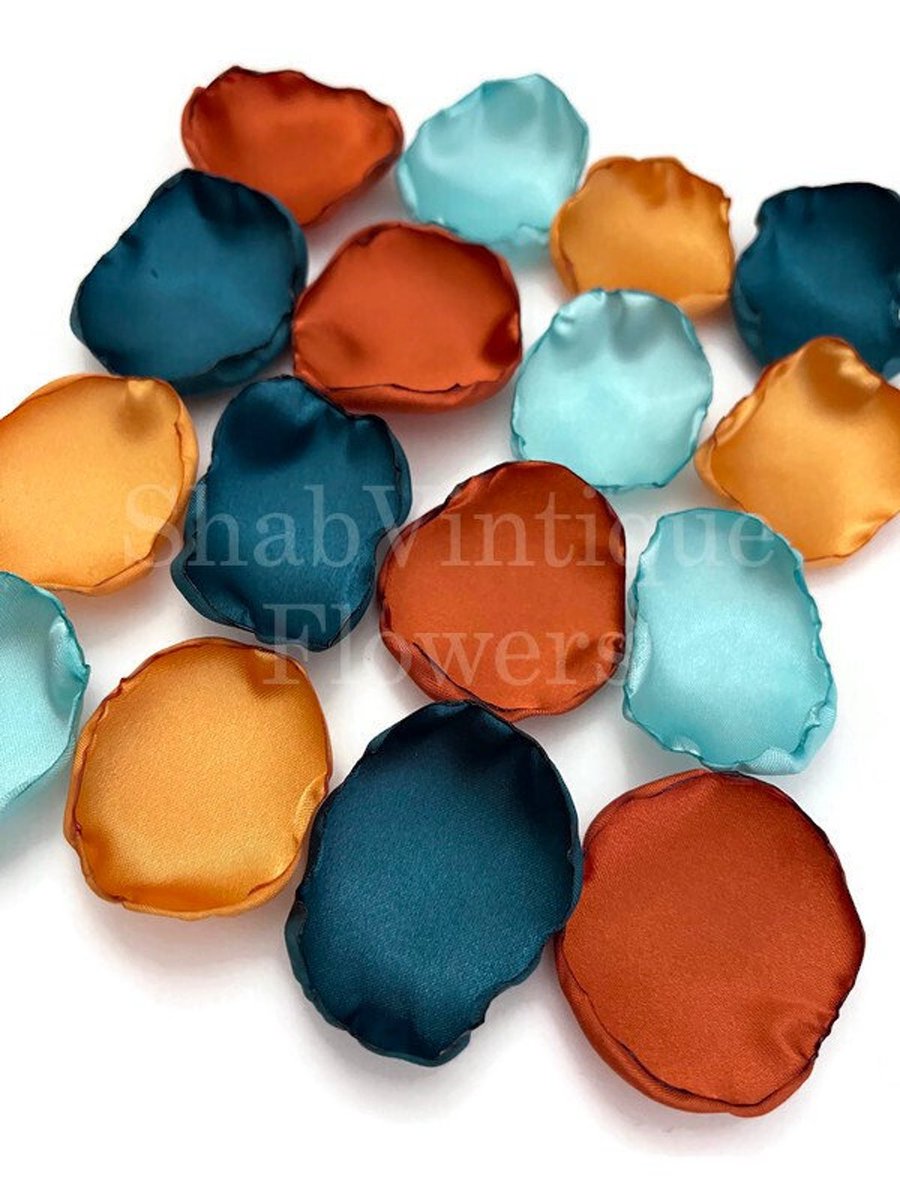 Wedding Decor, Dark Teal, Rust, Marigold, Seafoam Flower Petals dlvr.it/T7dP1R #weddingflowers #centerpieces #handmade #weddingdetails #partydecor #bridalshower #weddingdecor #bridal