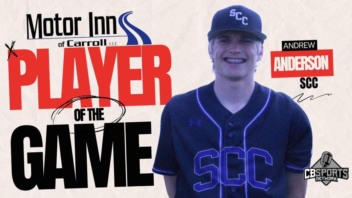 jeff blankman (@huskerblankman) on Twitter photo Congratulations to Andrew Anderson of South Central Calhoun on being named Motor Inn Player of the Game on Thursday, May 30th. Anderson struck out the side in the bottom of the 7th, preserving the Titans 10-9 win.
<a href="/scc_swarm/">SCC Swarm</a> <a href="/kcmeiners/">kc meiners</a> <a href="/NickBrincks/">Nick Brincks</a> #cbsportsnetwork Congratulations to Andrew Anderson of South Central Calhoun on being named Motor Inn Player of the Game on Thursday, May 30th. Anderson struck out the side in the bottom of the 7th, preserving the Titans 10-9 win.
<a href="/scc_swarm/">SCC Swarm</a> <a href="/kcmeiners/">kc meiners</a> <a href="/NickBrincks/">Nick Brincks</a> #cbsportsnetwork