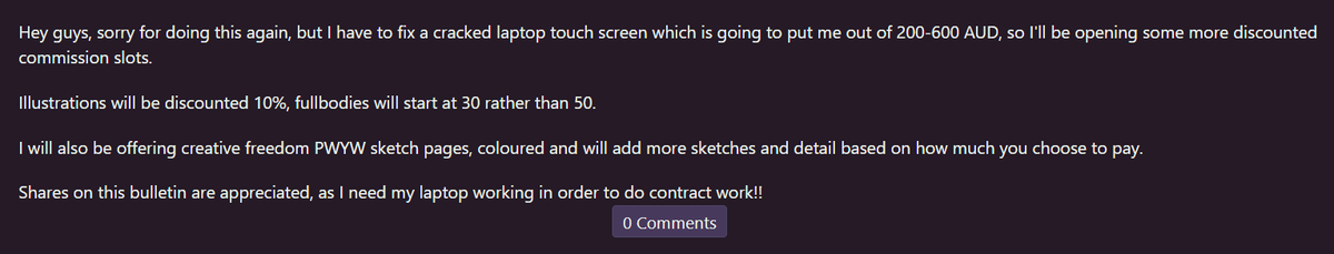 hugcrabs's tweet photo. here is a bulletin i wrote with some discounted prices. https://t.co/D94nzqtJxy