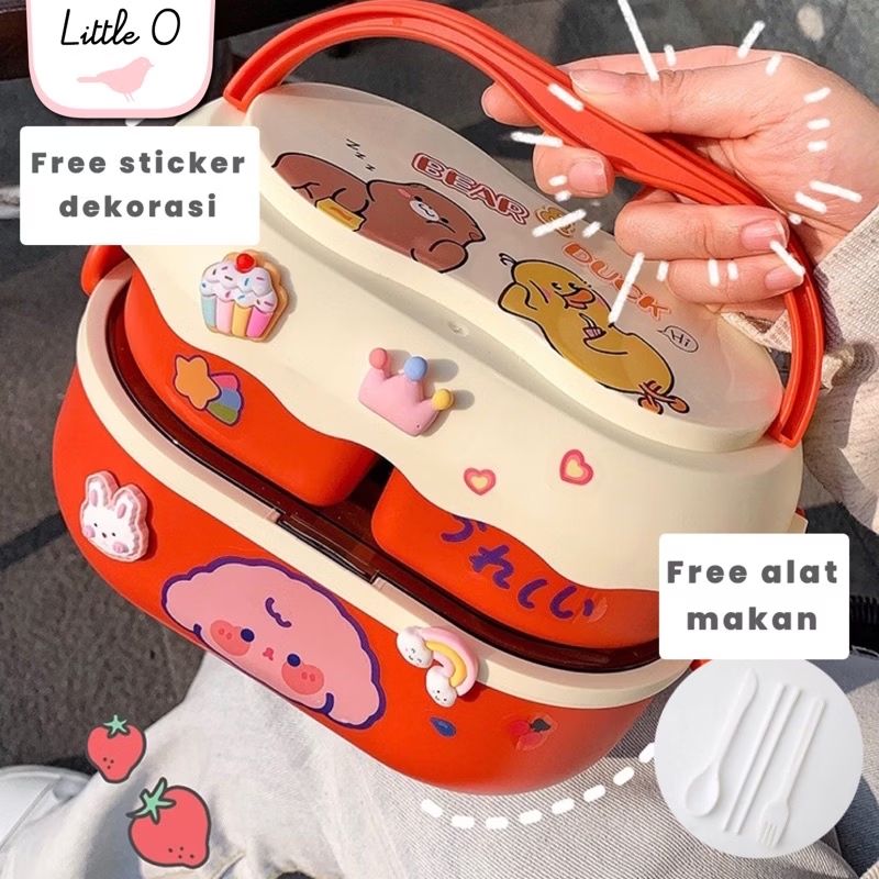 Little O BEAR DUCK 2 layers lunch box set with cutlery 

🔗 Link :  s.shopee.co.id/40L0KWwS9u

-