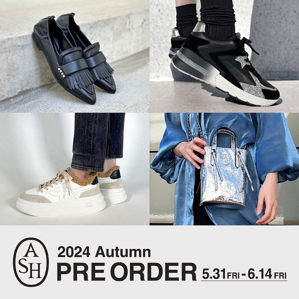 ASH_JAPAN's tweet photo. 【Pre Order】

本日5月31日(金)PM12:00から
6月14日(金)AM9:00までの期間限定で
ASHの24AWコレクションから
スニーカーやローファー、
バッグなどが一足先に予約を受付開始いたします。

会場こちらから
https://t.co/vFPAlnVEDb https://t.co/a3alQsufQg