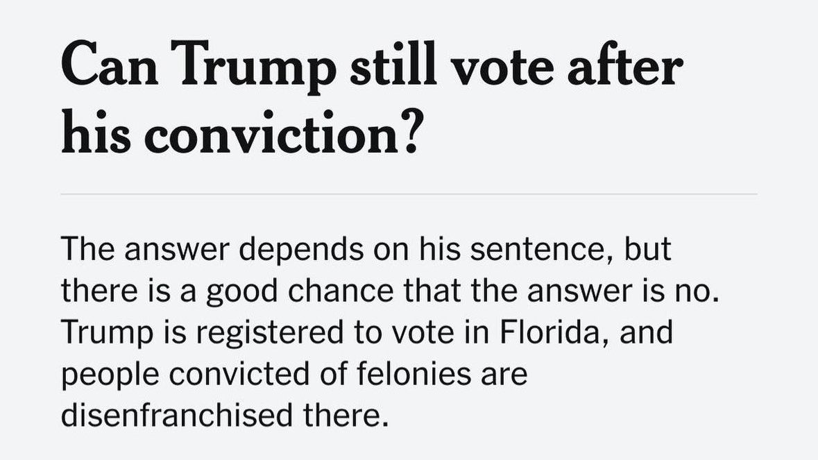 Trump, like everyone else convicted of felonies, should not have their voting rights stripped away.