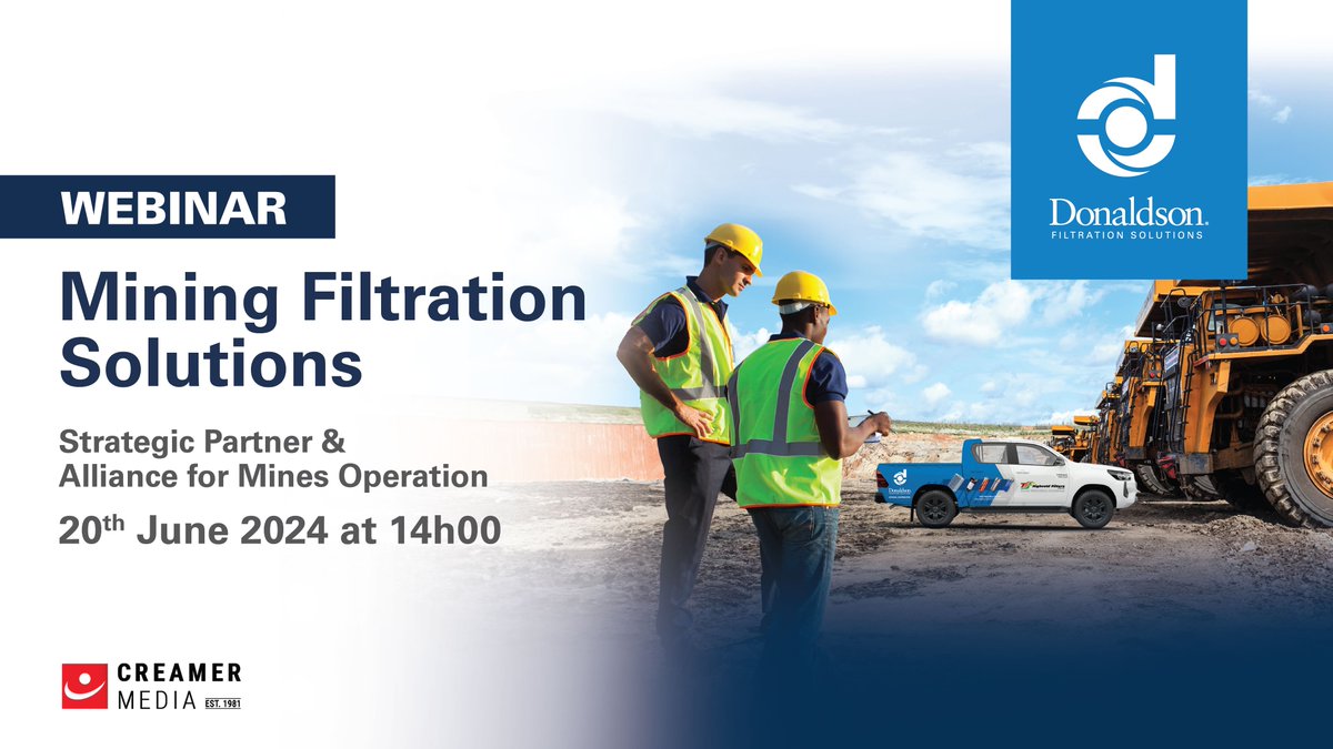 Join #DonaldsonFiltration on 20 June at 2PM for a webinar hosted by @CreamerMediaZA Learn about: •Enhancing mining operations •Reducing TCO with disciplined maintenance •Optimizing performance with Highveld Filters 𝐑𝐞𝐠𝐢𝐬𝐭𝐞𝐫: ow.ly/bXGZ50S1QZb #MiningWebinar