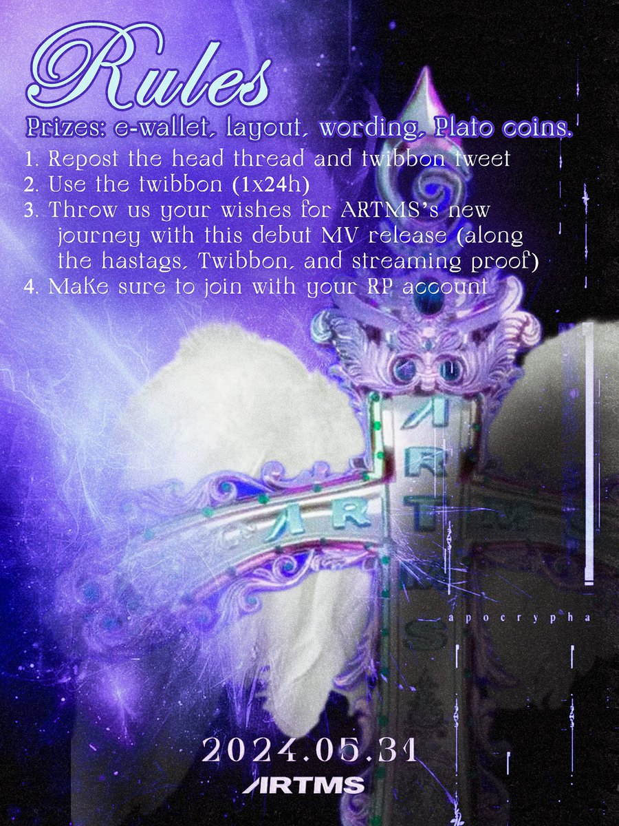 To commemorate Artms' debut, we are also awarding 𝐠𝐢𝐟𝐭𝐬 𝐭𝐨 𝐭𝐡𝐞 𝐟𝐨𝐫𝐭𝐮𝐧𝐚𝐭𝐞 𝐫𝐞𝐜𝐢𝐩𝐢𝐞𝐧𝐭𝐬. Some of the goods listed here can be used as prizes. You can 𝐫͟𝐞͟𝐚͟𝐝͟ 𝐭͟𝐡͟𝐞͟ 𝐭͟𝐞͟𝐫͟𝐦͟𝐬 and conditions and adhere to them if you want to win the prize.. ୨୧