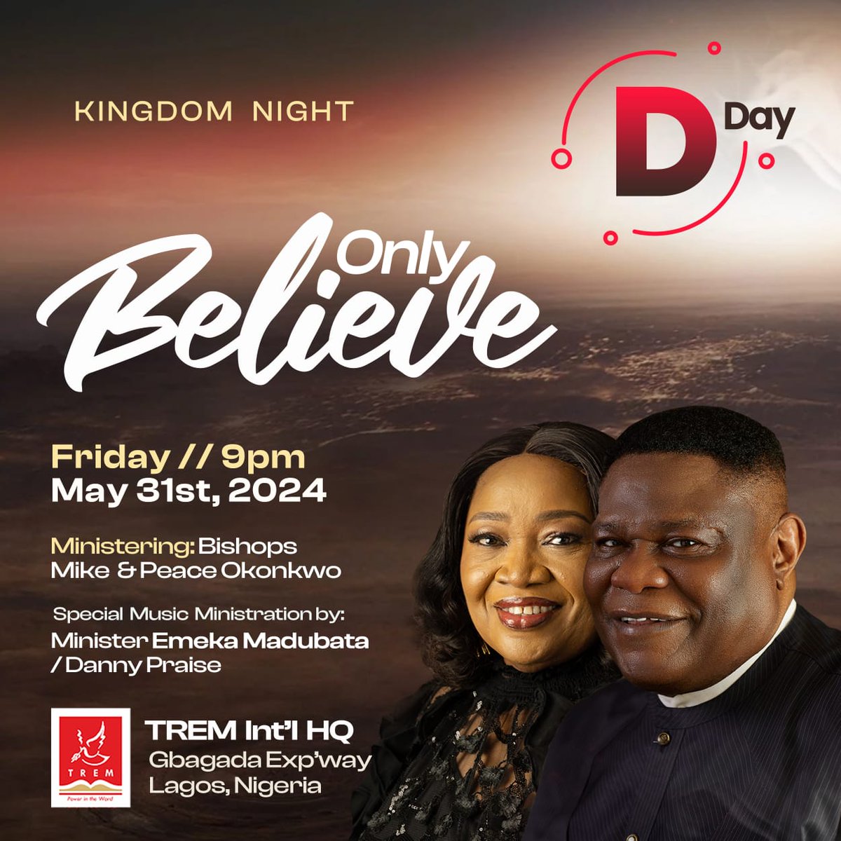 SylvesterZamije's tweet photo. D-Day!
Get ready for an incredible evening of 
Inspiring Word,
Intense Prayers,
Radical Praise, 
Uplifting worship, 
Unforgettable and a life-changing experience 
See you there!

#TREM #GreatAndMightyThings #KingdomNight #onlybelieve https://t.co/7ftP3JQXfg